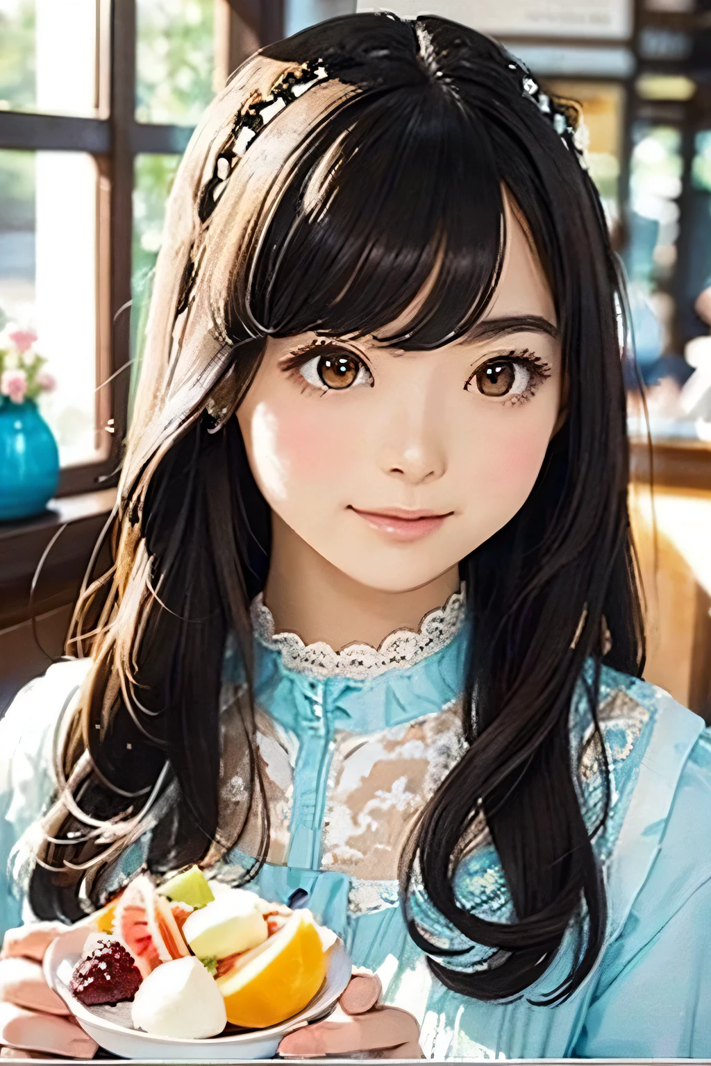 Highest quality、High resolution、Detailed Background、(Beautiful face in every detail:1.4)、Anatomically correct、(Draw the usual number of fingers:1.2)、(Detailed facial expressions)、Beautiful girl in her 20s、(Highly detailed face)、
well-groomed eyebrows、Cute Eye Makeup、Cute Lip Makeup、Do cute things、
Upon entering the bright interior, you&#39;ll see cute ladies gathered at the counter seats and small round tables by the window.、
Dresses and skirts、Tops etc.、The soft, refreshing pastel colours of the outfit are eye-catching.、The ribbon and lace design gives it a cute look.、
Bob or medium hairstyle、Long etc.、It&#39;s full of personality、Hair accessories make her look even cuter.、
While looking at the menu、They are engaged in lively conversation with a smile.、
Cafe latte or fruit tea、Smoothies etc.、holding colorful drinks、
Drinking elegantly、I&#39;m spending my time with a relaxed expression.、
Operate your smartphone、Taking photos together、It seems like a fun time.、
It is a scene where you can feel feminine grace and cuteness in the slow flow of time.、
Carefully expressing the soft atmosphere and cuteness of women、so beautiful