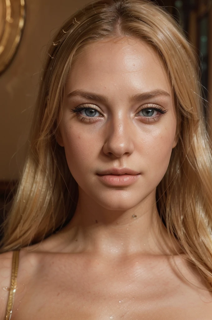 a beautiful blonde woman, blonde hair, detailed eyes, beautiful detailed lips, long eyelashes, detailed face, selfie, (best quality,4k,8k,highres,masterpiece:1.2),ultra-detailed,(realistic,photorealistic,photo-realistic:1.37),detailed painting,cinematic lighting,dramatic lighting,warm colors,vibrant colors,golden hour,soft focus