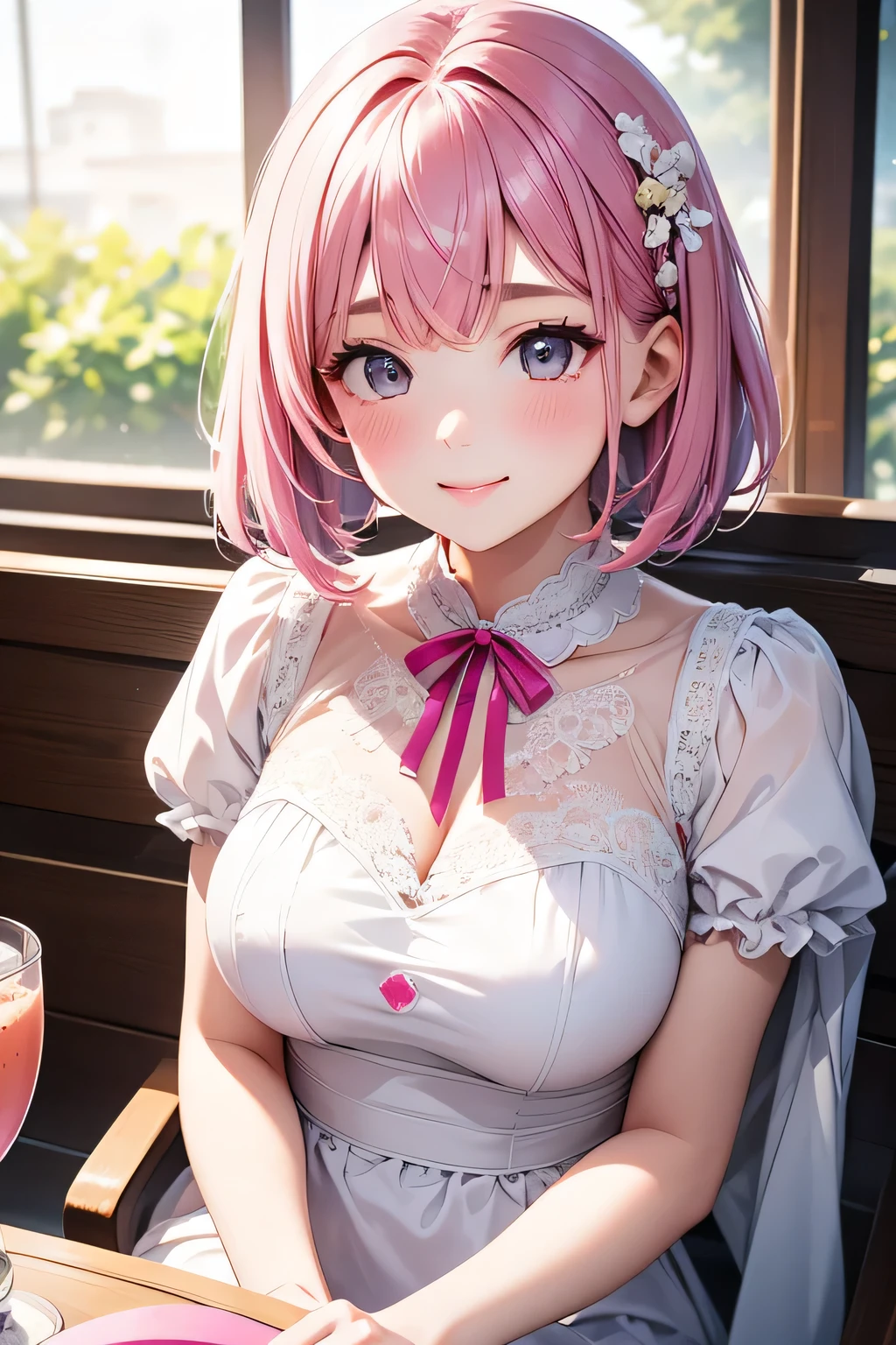 Highest quality、High resolution、Detailed Background、(Beautiful face in every detail:1.4)、Anatomically correct、(Detailed facial expressions)、Beautiful girl in her 20s、(Highly detailed face)、well-groomed eyebrows、Cute Eye Makeup、Cute Lip Makeup、Do cute things、
Upon entering the bright interior, you'll see cute ladies gathered at the counter seats and small round tables by the window.、
Dresses and skirts、Tops etc.、The soft, refreshing pastel colours of the outfit are eye-catching.、The ribbon and lace design gives it a cute look.、
Bob or medium hairstyle、Long etc.、It's full of personality、
While looking at the menu、They are engaged in lively conversation with a smile.、
Cafe latte or fruit tea、Smoothies etc.、holding colorful drinks、
Drinking elegantly、I'm spending my time with a relaxed expression.、
Operate your smartphone、Taking photos together、It seems like a fun time.、
It is a scene where you can feel feminine grace and cuteness in the slow flow of time.、
Carefully expressing the soft atmosphere and cuteness of women、so beautiful