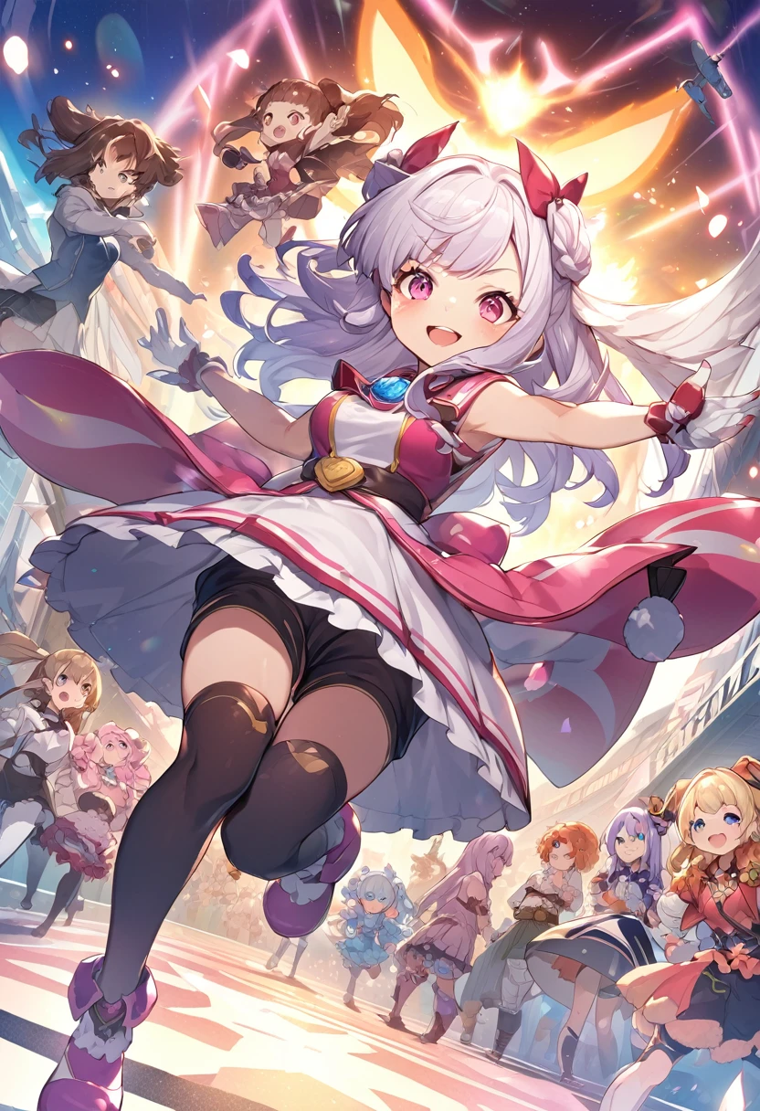 BREAK Perfect Anatomy、(High resolution:1.2)、Incredible illustrations、(Cute illustrations:1.2)、()(cinematic angle,) (Beautiful background,aircraft carrier flight deck)7girl((Daikokuten,Bishamonten,Ebisuten,Shou Lao Ren,Fulu Shou,Benzaiten,Budai-zun),magical girl costume)