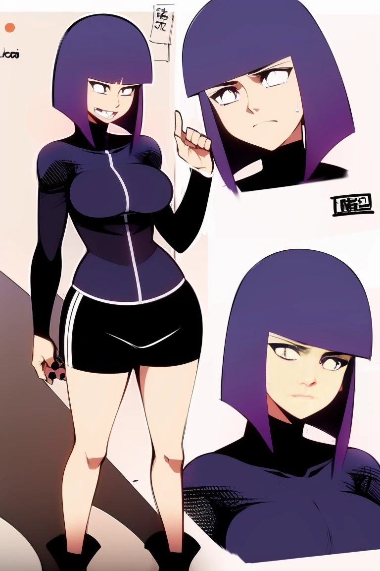 hot Hinata Hyuuga (Naruto) wife age 39 ,wear glasses,short hair brown,work suit very tight,One-Piece Swimsuit Pull,huge breast,purple hair.com