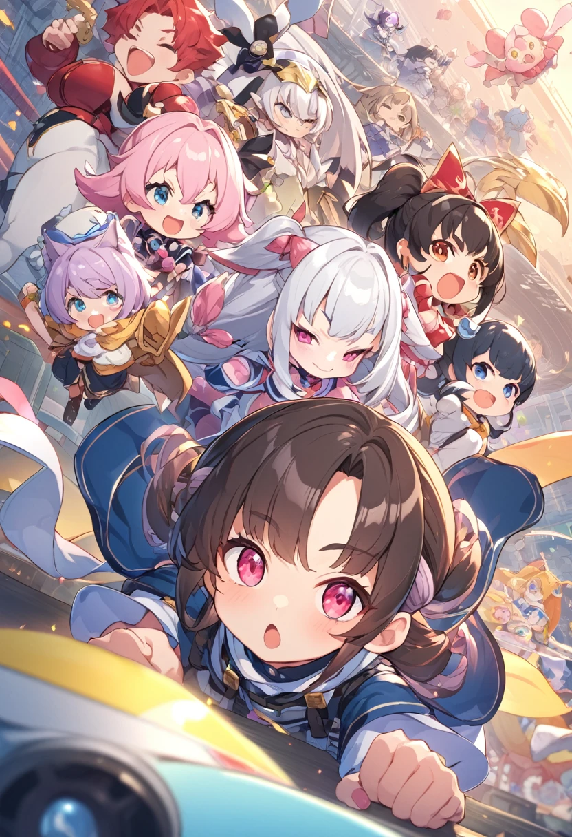 BREAK Perfect Anatomy、(High resolution:1.2)、Incredible illustrations、(Cute illustrations:1.2)、()(cinematic angle,) (Beautiful background,aircraft carrier flight deck) ((Daikokuten,Bishamonten,Ebisuten,Shou Lao Ren,Fulu Shou,Benzaiten,Budai-zun),magical girl costume)
