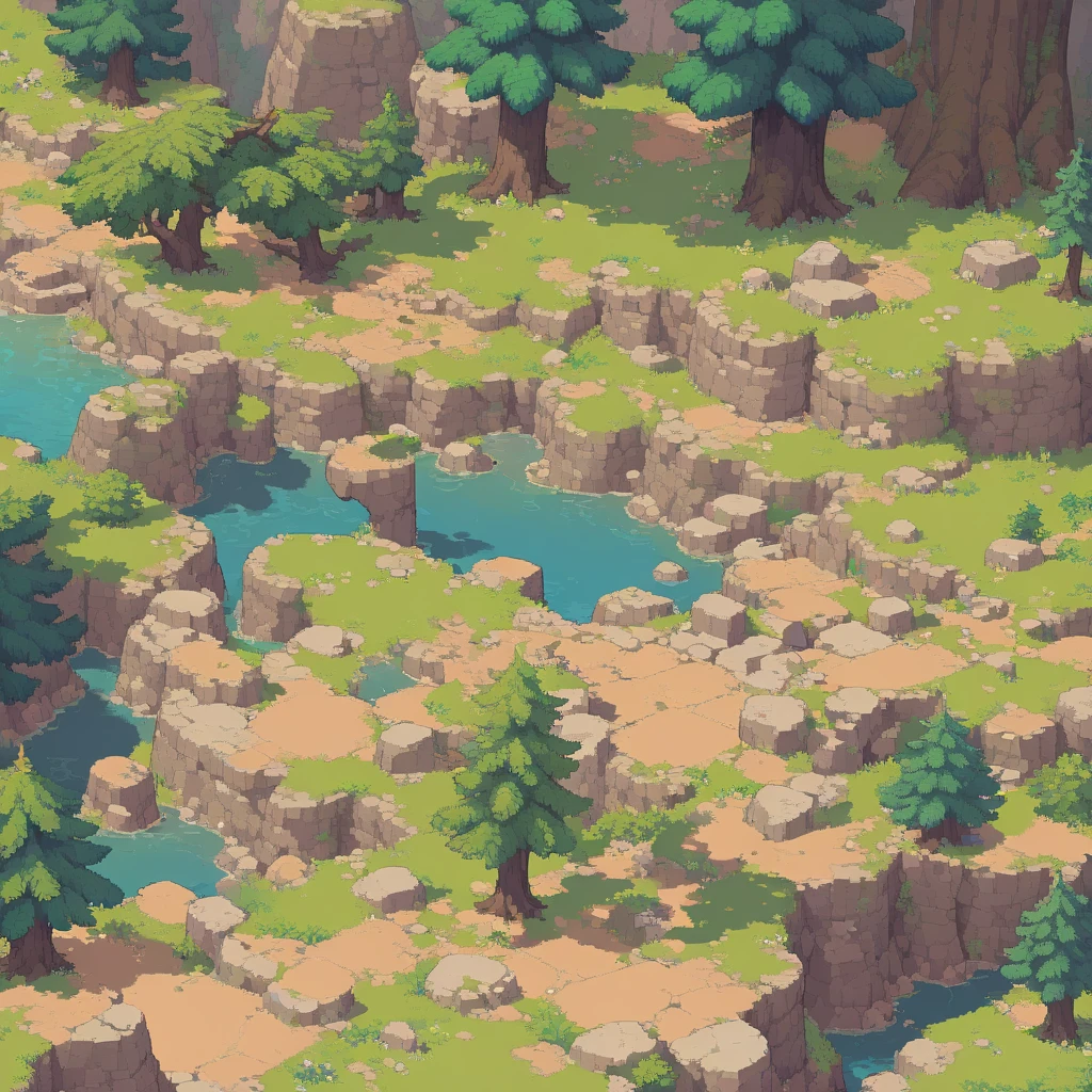 retro video game style,pixelated, vibrant pastel colors,8-bit characters,blocky shapes,sharp lines,detailed shading,classic gaming vibe,nostalgic atmosphere,classic arcade games,masterpiece:1.2,ultra-detailed,illustration style, 2d texture, stone texture, 4 k seamless mud texture, video game texture, dirt texture, tileset, game tiles, grass, 3/4th perspective trees, 3/4th perspective tileable rock texture, 3/4th perspective tileable cliff formations, tileable trees, topdown view, game texture, game art, tileable texture, very detailed cliff texture, intricate stones, top down view, 3/4th perspective