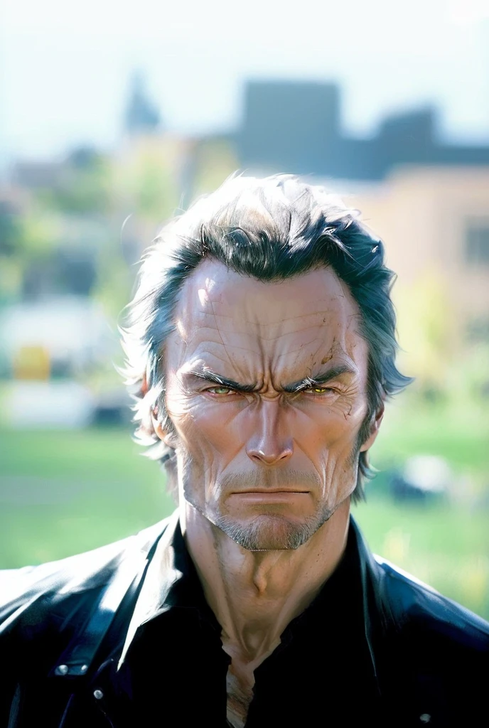 sharpened man in a black shirt and a black shirt, Clint Eastwood, style of a Clint Eastwood movie, Clint Eastwood as wolverine, inspired by Clint Cearley, bob odenkirk, giraud!!, sideburns, rip, Kuno, portrait of bob odenkirk, squinting at noon, Unforgiven, Harry Potter Sujo, jean giraud portrait