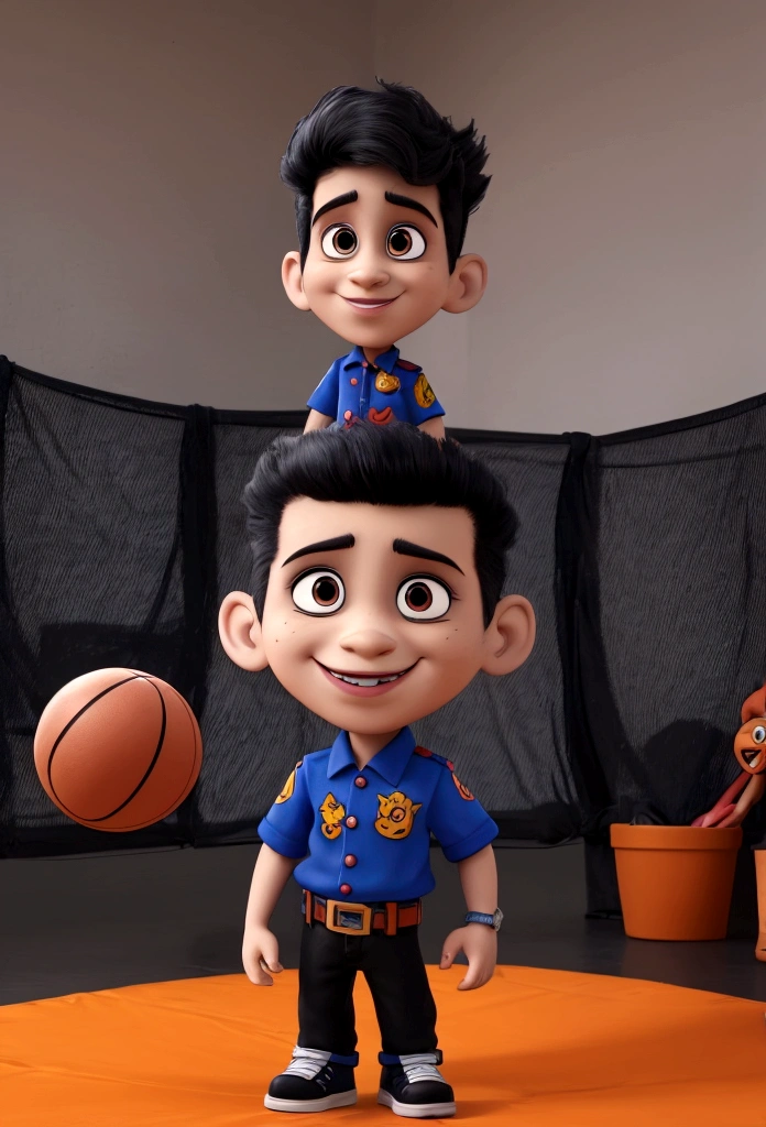 there is a photo of Ravi with a basketball and many other toys, shorth hair, light hair, cartoon artwork style, hand painted cartoon artwork style, in cartoon style, cute detailed art, highly detailed 8K ❤🔥 🔥 💀 🤖 🚀, 3d cartoon, anime 3 d art, cartoon artworkstyle, cartoon artwork, super detailed detail, Cute cartoon style, high quality fanart