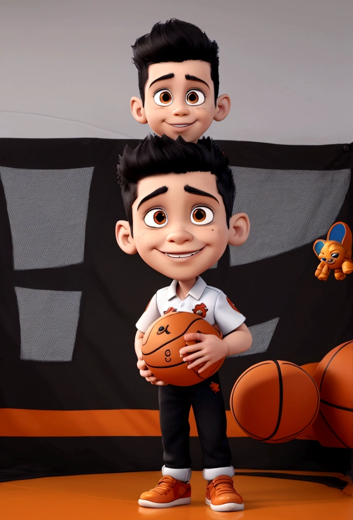 there is a photo of a boy with a basketball and many other toys, cartoon artwork style, hand painted cartoon artwork style, in cartoon style, cute detailed art, highly detailed 8K ❤🔥 🔥 💀 🤖 🚀, 3d cartoon, anime 3 d art, cartoon artworkstyle, cartoon artwork, super detailed detail, Cute cartoon style, high quality fanart