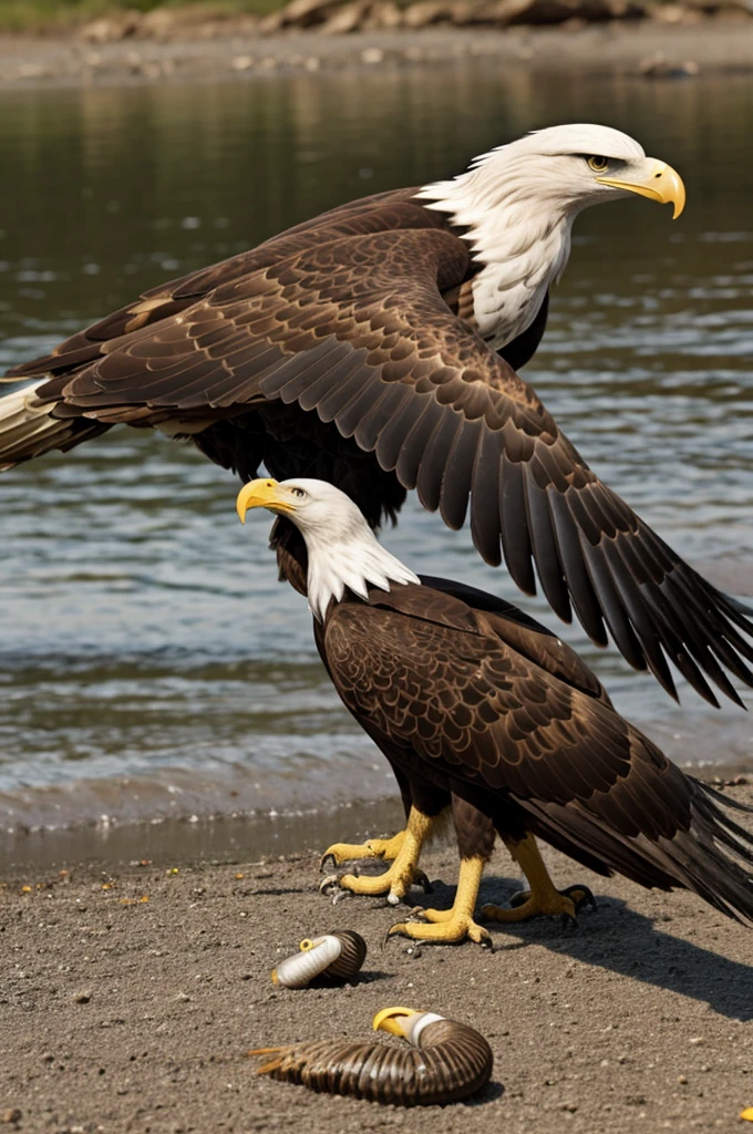 Create a picture of an eagle worm in its mating season