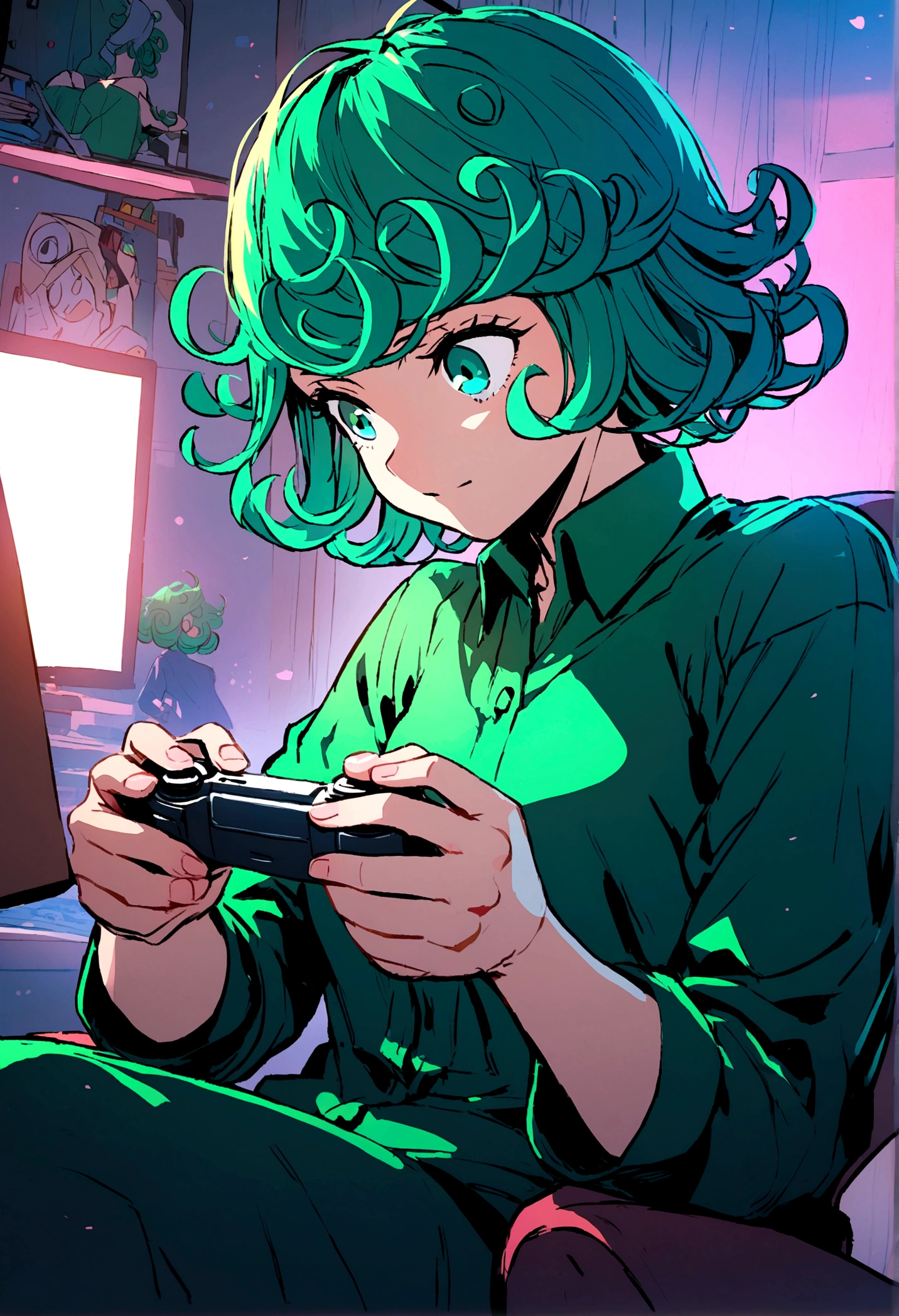 fubuki and tatsumaki playing video games