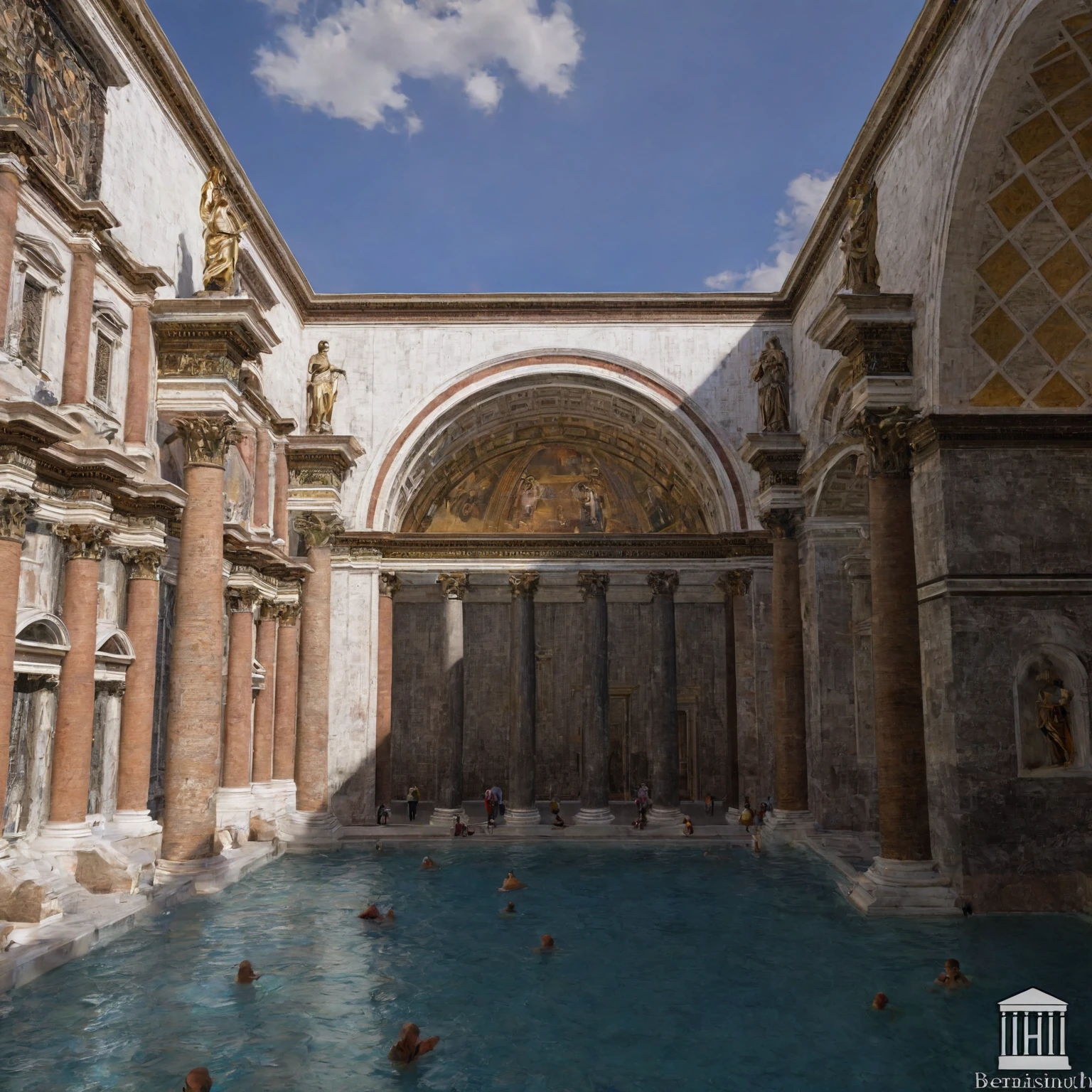 arafed view of a church with a large altar and a statue, pantheon, rome, with great domes and arches, the secrets inside the vatican, interior, secrets inside the vatican, interior of a marble dome, roman architecture, interior view, bernini, italian renaissance architecture, inside view, rotunda, vatican, old roman style, surrealistic roman architecture