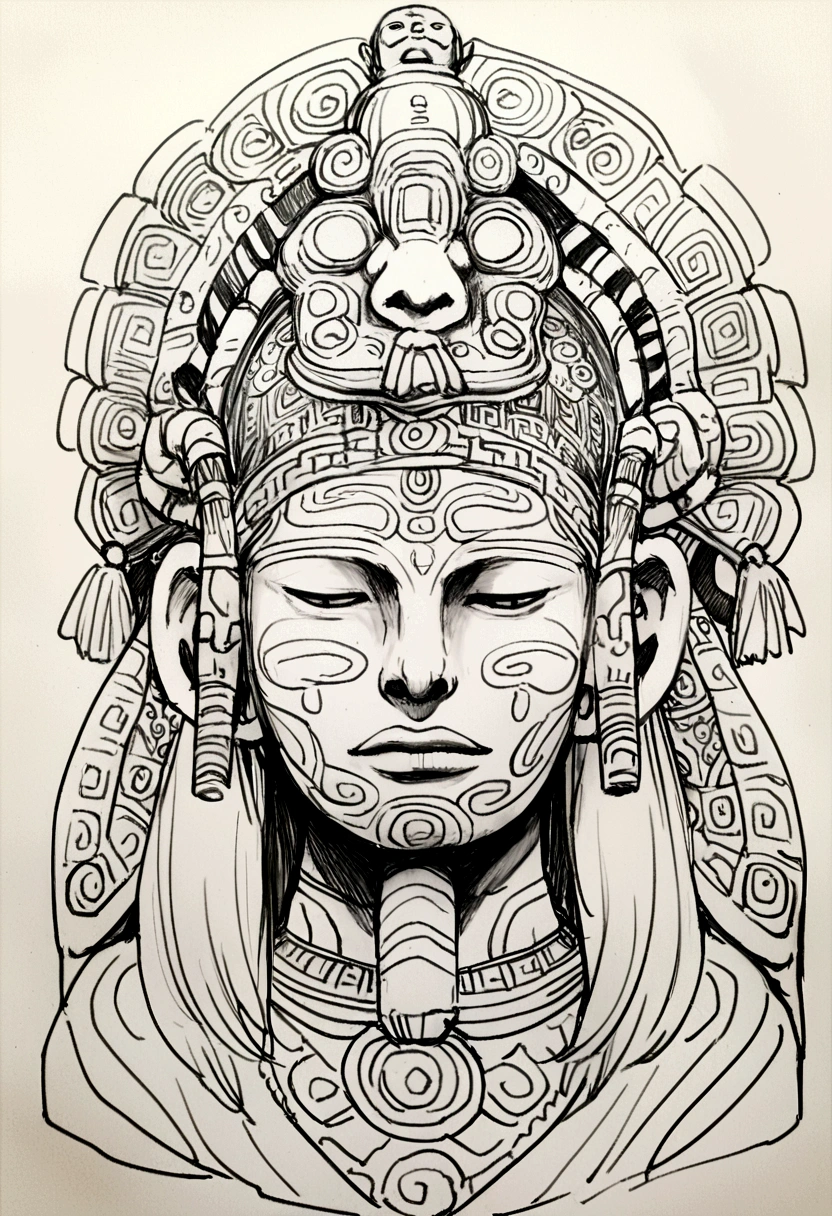 drawing_GRAPHITE. Tezcatlipoca, mayan god