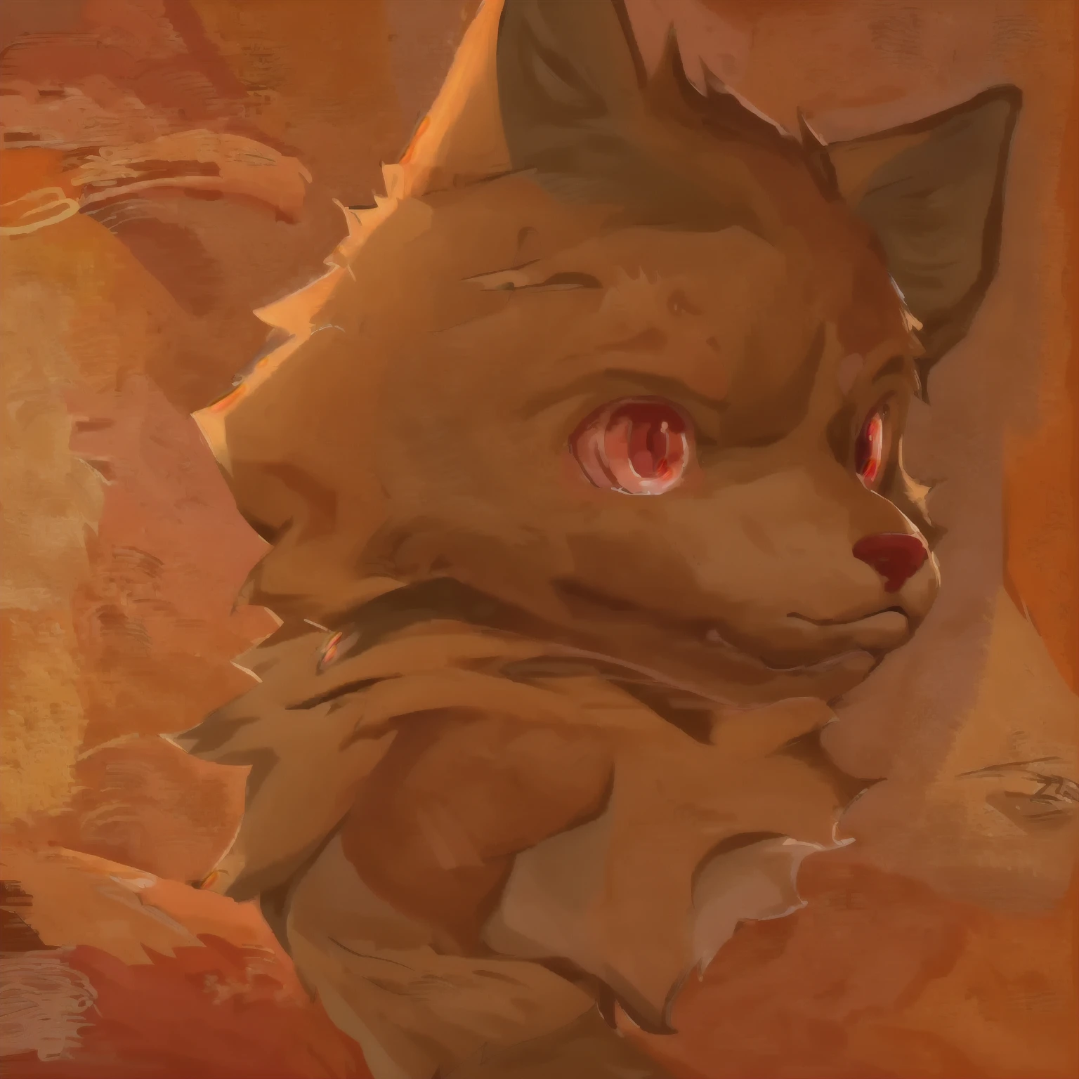 there is a drawing of a cat with a big head, furry wolf, furry character portrait, anthro wolf face, lineless, fursona art, wolf ears, anthro portrait, realistic anime cat, with pointy ears, professional furry drawing, wolf fursona, painted in anime painter studio, highres, high quality portrait, retarded wolf portrait