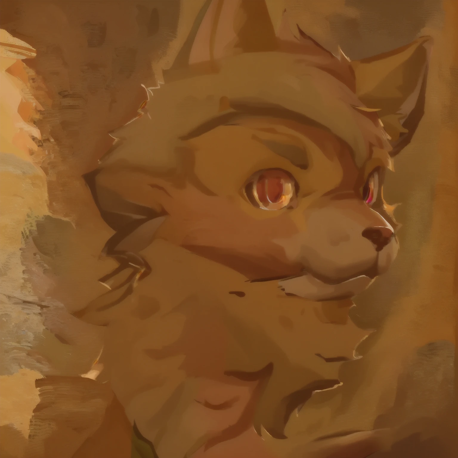 there is a drawing of a cat with a big head, furry wolf, furry character portrait, anthro wolf face, lineless, fursona art, wolf ears, anthro portrait, realistic anime cat, with pointy ears, professional furry drawing, wolf fursona, painted in anime painter studio, highres, high quality portrait, retarded wolf portrait