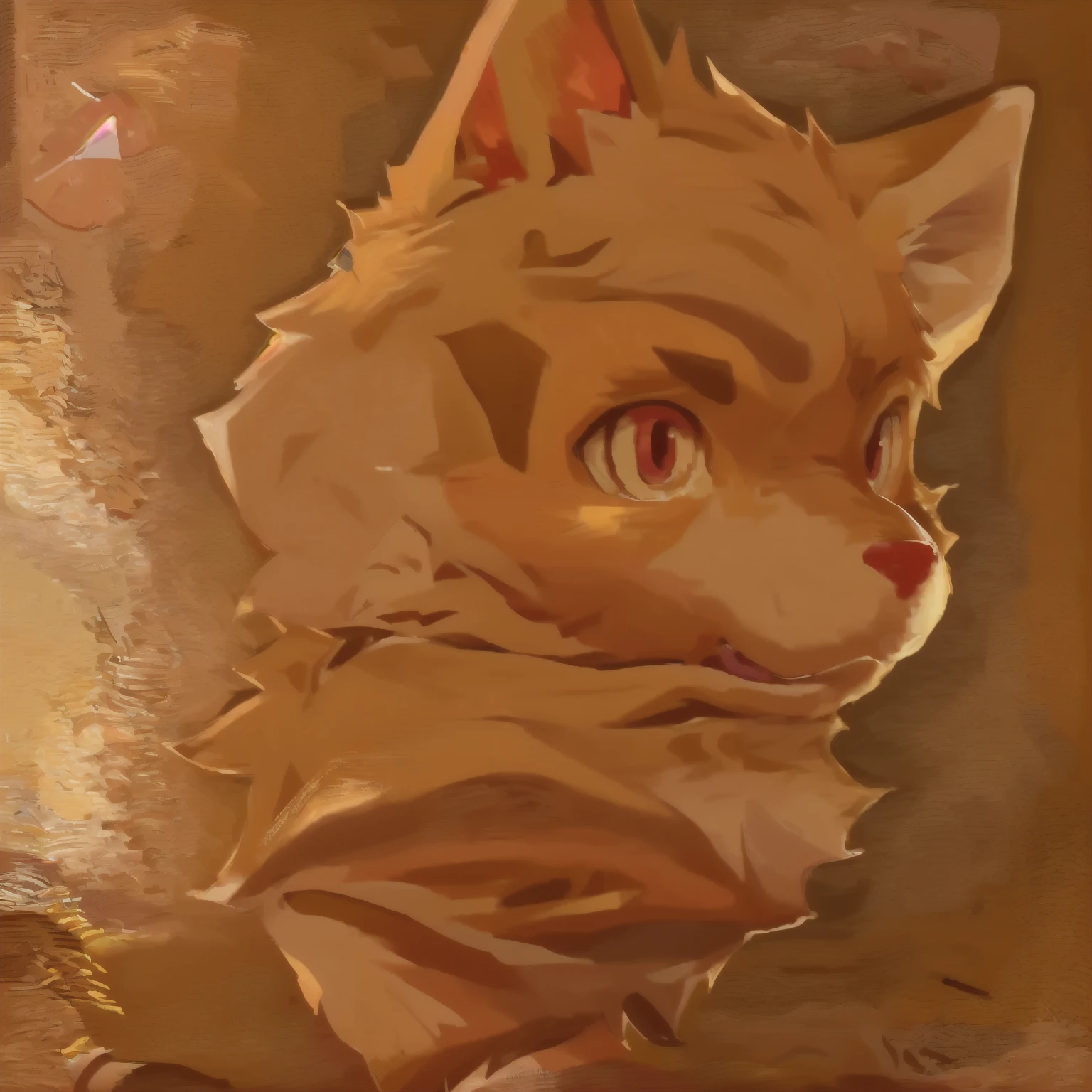 there is a drawing of a cat with a big head, furry wolf, furry character portrait, anthro wolf face, lineless, fursona art, wolf ears, anthro portrait, realistic anime cat, with pointy ears, professional furry drawing, wolf fursona, painted in anime painter studio, highres, high quality portrait, retarded wolf portrait