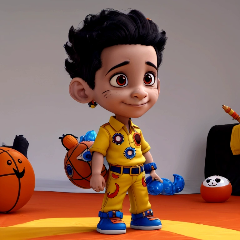 there is a photo of Ravi with a basketball and many other toys, shorth hair, light hair, cartoon artwork style, hand painted cartoon artwork style, in cartoon style, cute detailed art, highly detailed 8K ❤🔥 🔥 💀 🤖 🚀, 3d cartoon, anime 3 d art, cartoon artworkstyle, cartoon artwork, super detailed detail, Cute cartoon style, high quality fanart