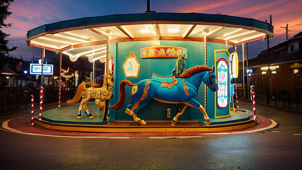 Create an image of a water closet shaped like a carousel horse