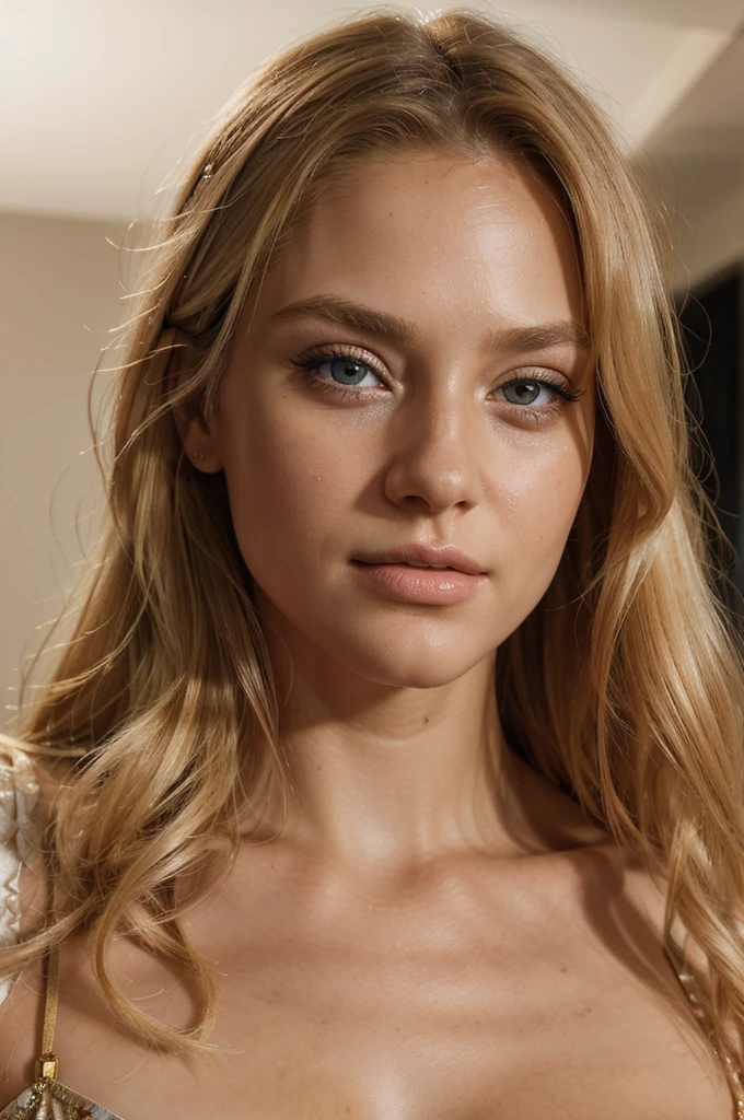 a beautiful blonde woman, sunset, beautiful golden blonde hair, detailed eyes, beautiful detailed lips, extremely detailed face, long eyelashes, beautiful detailed portrait, selfie dans le lit,(best quality,4k,8k,highres,masterpiece:1.2),ultra-detailed,(realistic,photorealistic,photo-realistic:1.37),HDR,studio lighting,ultra-fine painting,sharp focus,physically-based rendering,extreme detail description,professional,vivid colors,bokeh,portrait