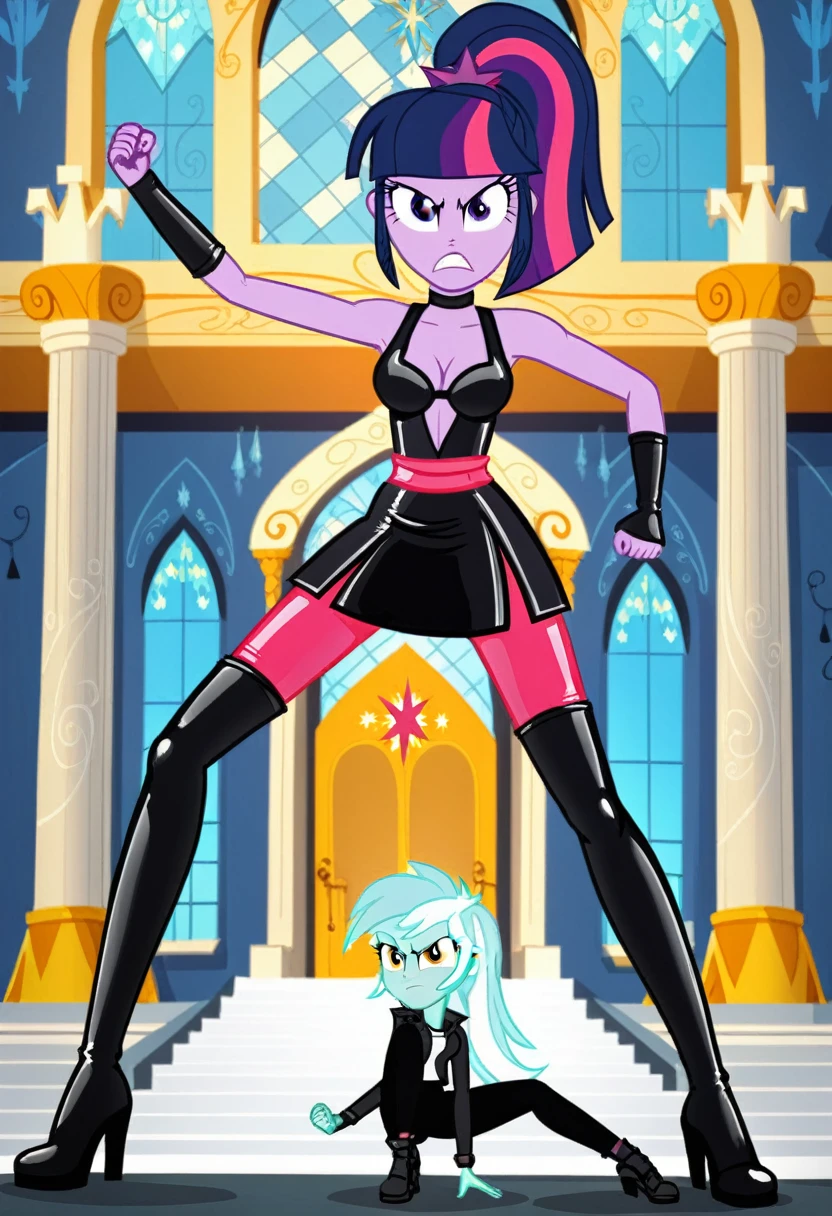 Eqg lyra angry Black LaTeX costiumme in the castle Black. Fight Twilight sparkle