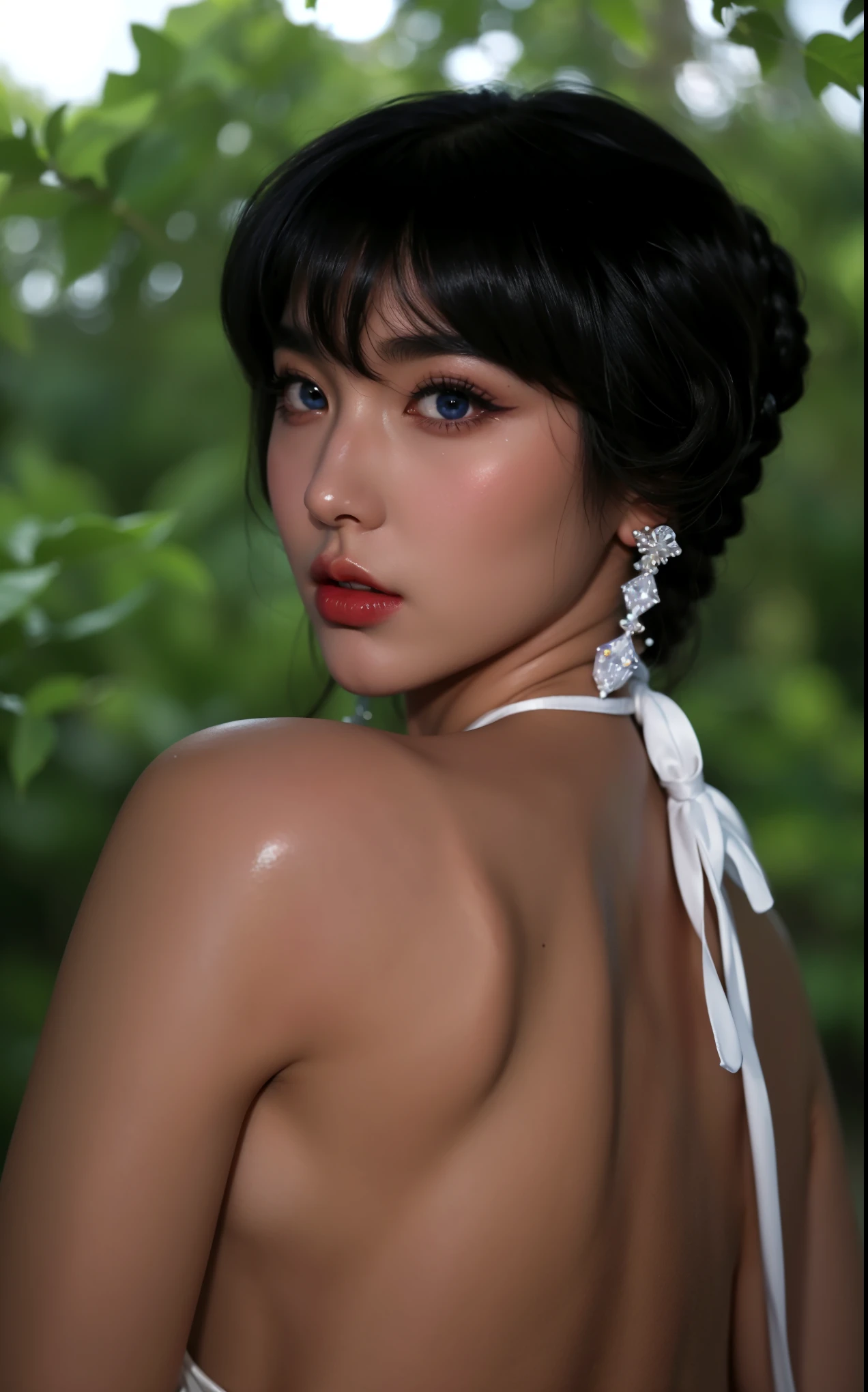 Royal sisters,Exquisite eyes,Frozen queen,Put the crown on your head,Detailed facial expressions body,tall and big,Glamorous characters,Leg length,4K,HD,The look,White translucent lace,白皙Full figure,Little cherry mouth,Beautiful and lovely,Full figure,Glossy Gel Coat,Vampire Queen in luxurious gown,Have a tattoo(Intricate tattoo designs),The tattoo is very three-dimensional,Ice Princess,Rich facial details,Eyes are blue(Pupils as deep as the starry sky),Gorgeous silk(Silky reflective),Wear dark red lipstick,Gorgeous clothing,Dark Skin,Back