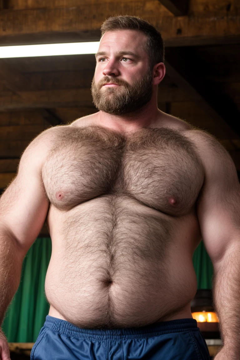 8KUHD HDR Very Extremely Realistic Very Detailed High Quality Create a professional studio-style Very Real photograph featuring a middle-aged daddy rugged muscle bears man , burly, very hairy, very beared big daddy muscle bear, and very realistic detailed rugged burly man and his husband in shorts. Very Realistic detailed shorts, very realistic hair, very realistic beards, very realistic thick chubby fat neck, very realistic neck lines, very realistic detailed neck, very realistic belly, very realistic burly chest, very realistic detailed hairy burly strong chest and arms, very realistic detailed hairy burly strong chest and arms, very realistic pecs, very realistic burly muscle bear body, very realistic nipples, very realistic burly muscle bear body, very realistic face, very realistic detailed face, very realistic eyes, very realistic detailed eyes, very realistic pupils, very realistic detailed pupils, very realistic nose, very realistic ears, very realistic facial features, very realistic burly arms, very realistic elbows, very realistic hands, very realistic pecs, very realistic belly, very realistic human man body, very realistic bellybutton, very realistic wrists, very realistic fingers, very realistic fingernails, very realistic shoulders, very realistic mouth, very realistic lips, very realistic detailed skin, very realistic skin, very realistic mens clothing, very realistic detailed mens clothing. Very Realistic Hairy Bearded Burly Muscle bear Photoshoot, A very realistic burly muscle bear man in a Far, in a very realistic romantic and virile Farm scene. Very Realistic Intricately Detailed, Utilize all appropriate realistic lighting techniques for studio photography" very realistic detailed Farm surroundings, very realistic surroundings lighting, No Deformities, captured with a 85mm lens by a world famous photographer, Very Ultra Realistic and Very Realistic Photograph, Clear HDR Quality full with very realistic real details