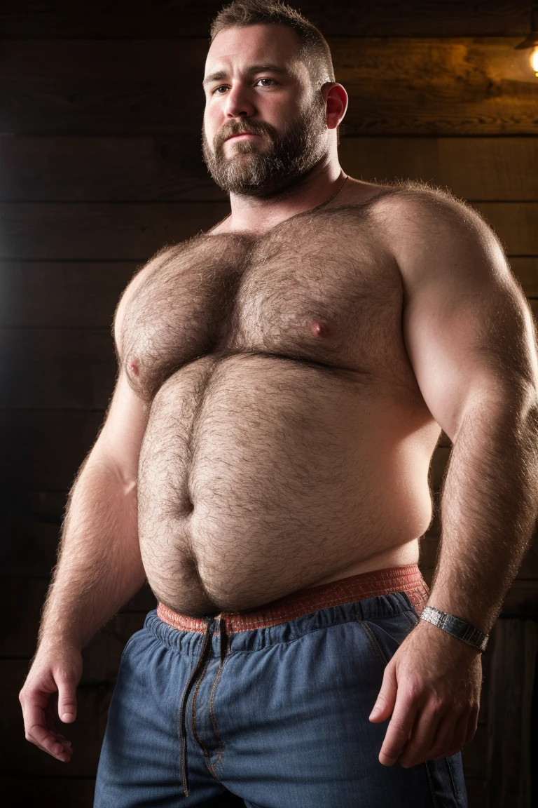 8KUHD HDR Very Extremely Realistic Very Detailed High Quality Create a professional studio-style Very Real photograph featuring a middle-aged daddy rugged muscle bears man , burly, very hairy, very beared big daddy muscle bear, and very realistic detailed rugged burly man and his husband in shorts. Very Realistic detailed shorts, very realistic hair, very realistic beards, very realistic thick chubby fat neck, very realistic neck lines, very realistic detailed neck, very realistic belly, very realistic burly chest, very realistic detailed hairy burly strong chest and arms, very realistic detailed hairy burly strong chest and arms, very realistic pecs, very realistic burly muscle bear body, very realistic nipples, very realistic burly muscle bear body, very realistic face, very realistic detailed face, very realistic eyes, very realistic detailed eyes, very realistic pupils, very realistic detailed pupils, very realistic nose, very realistic ears, very realistic facial features, very realistic burly arms, very realistic elbows, very realistic hands, very realistic pecs, very realistic belly, very realistic human man body, very realistic bellybutton, very realistic wrists, very realistic fingers, very realistic fingernails, very realistic shoulders, very realistic mouth, very realistic lips, very realistic detailed skin, very realistic skin, very realistic mens clothing, very realistic detailed mens clothing. Very Realistic Hairy Bearded Burly Muscle bear Photoshoot, A very realistic burly muscle bear man in a Far, in a very realistic romantic and virile Farm scene. Very Realistic Intricately Detailed, Utilize all appropriate realistic lighting techniques for studio photography" very realistic detailed Farm surroundings, very realistic surroundings lighting, No Deformities, captured with a 85mm lens by a world famous photographer, Very Ultra Realistic and Very Realistic Photograph, Clear HDR Quality full with very realistic real details