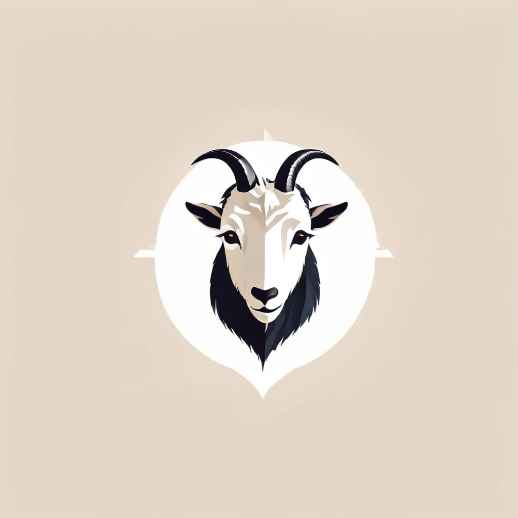 Geometric abstract logo, simplicity, minimal, symmetry, goat