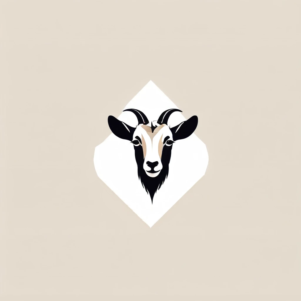 Geometric abstract logo, simplicity, minimal, symmetry, goat