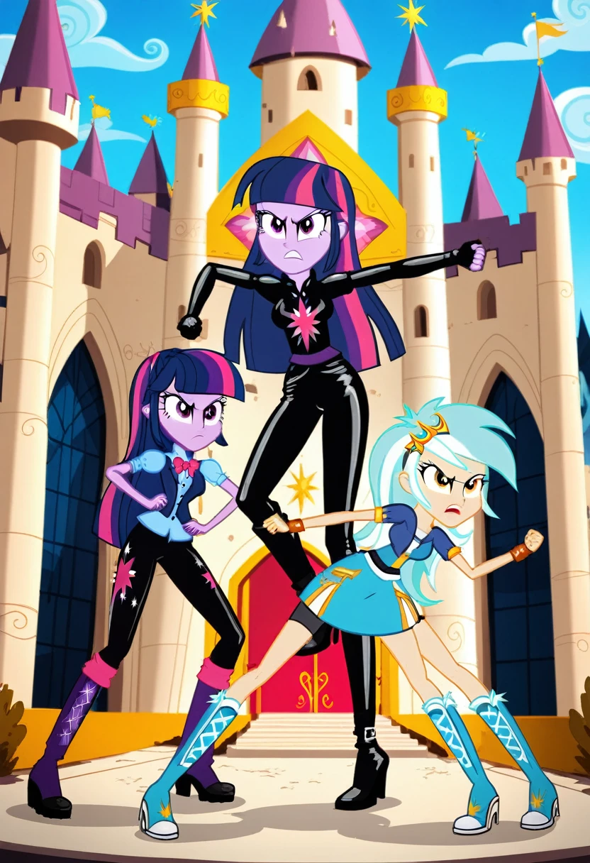 Eqg lyra angry Black LaTeX costiumme in the castle Black. Fight Twilight sparkle