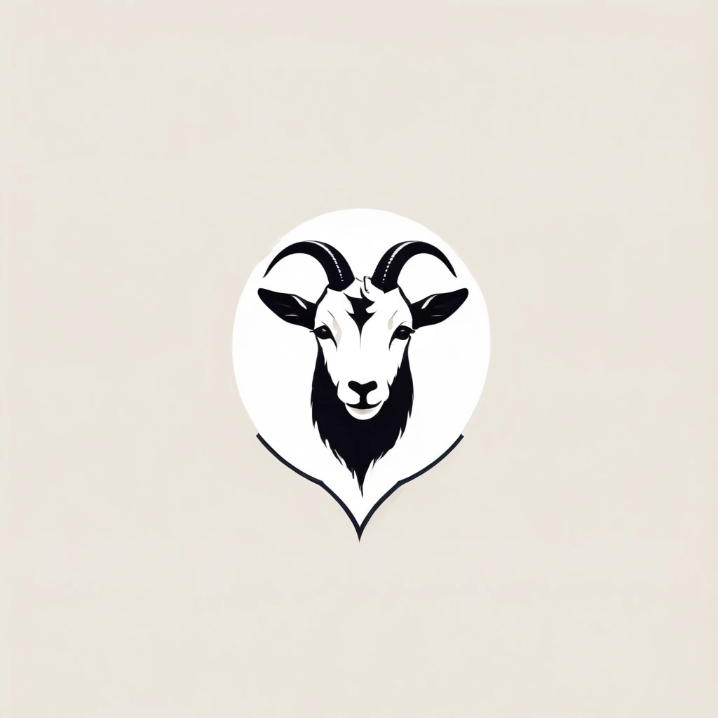 Geometric abstract logo, simplicity, minimal, symmetry, goat, minimalistic