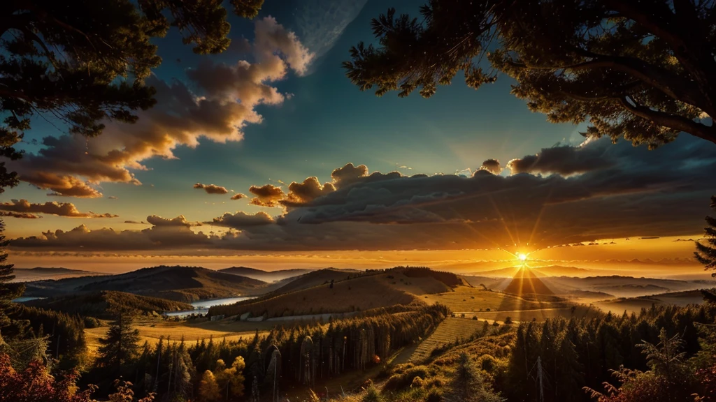 photorealistic landscape, natural landscapes, naturals, Natural Beautys, golden sunset, sky, sky Power, Detailed realistic sunset, Cedars, Cedar, God's city, Heavens Realm, mountainous landscape, Rivers of water, sunset Realism, natural treess, alone men, man on his back, man's back, panorama, Alpha Male, Caminho para o sky, heavenly, 8K Detailed Realistic Image, 16K Photorealistic Contrast, 8K Photorealistic Sharpness, Photorealistic 4K cores, 16K Photorealistic Shadows, 8K Photorealistic Textures, 16K Photorealistic Texture, 4K Photorealistic Light, 4K PhotoRealism, FullHD 4K Detailed Contrast, detailed sharpness FullHD 8K, detailed sharpness FullHD 4K, detailed sharpness, 2K detailed colors, lifelike colors, FullHD Detailed Shadows, 4K Detailed Textures, detailed texture, padoru, natural beautifuls, posh