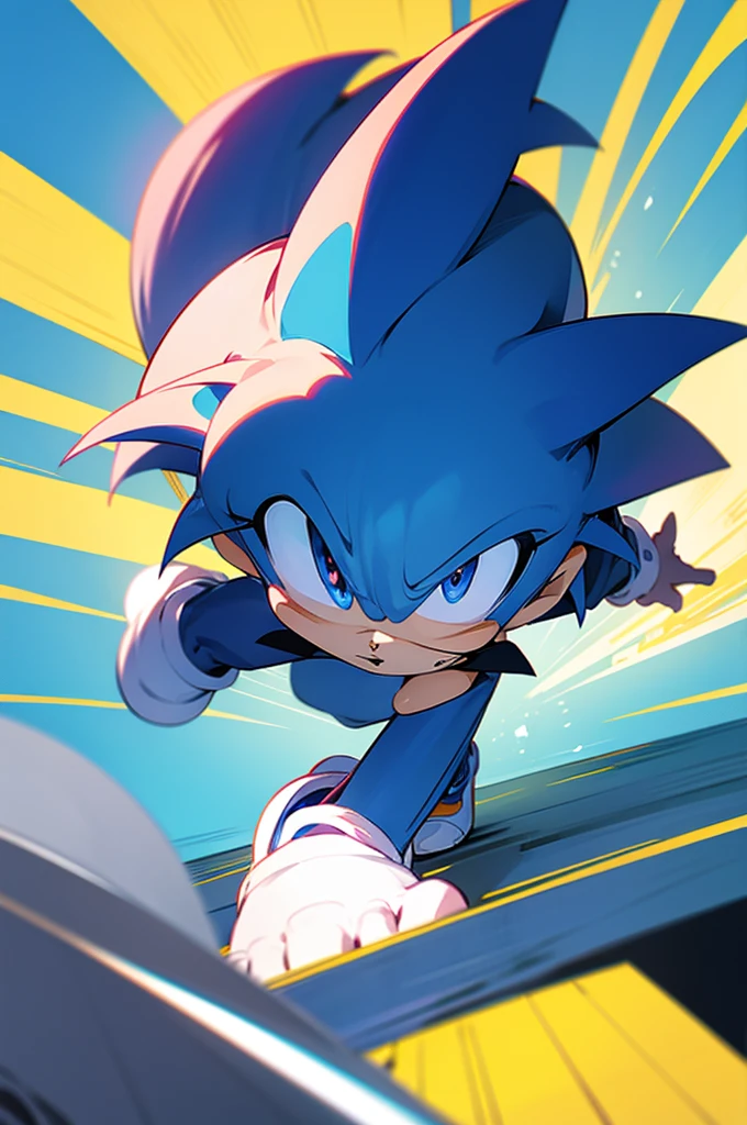 Anime boy with Sonic features looking forward