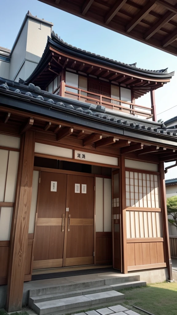 Make the image of a school with Japanese elements but modern.