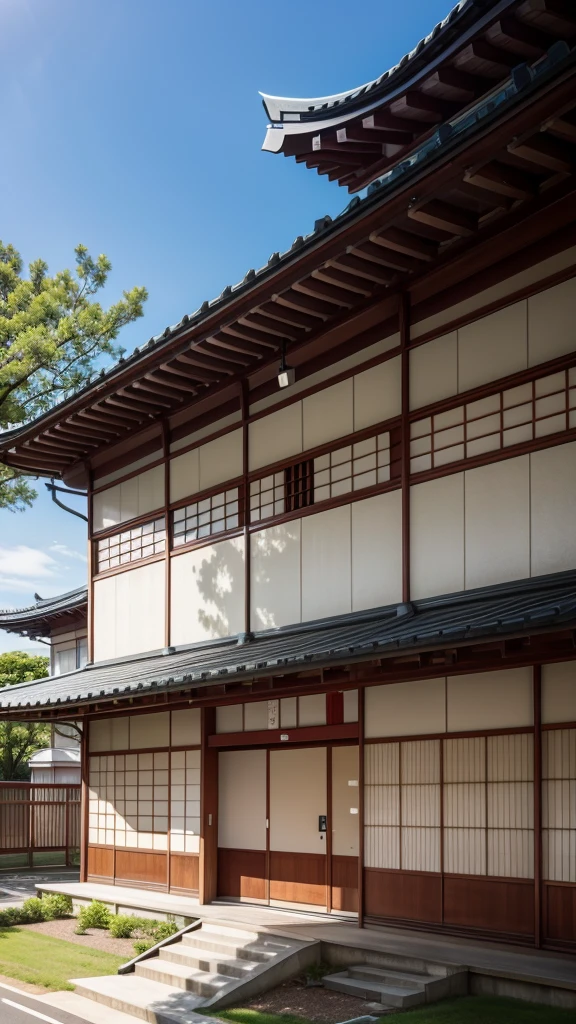 Make the image of a school with Japanese elements but modern.