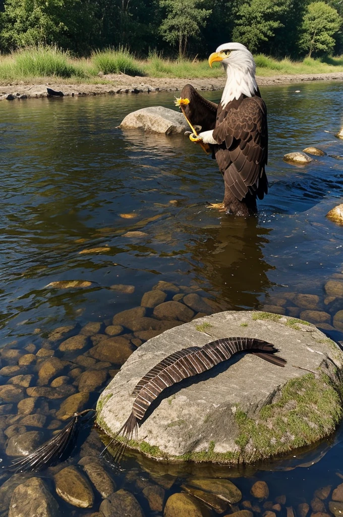 Show me an eagle worm by the river