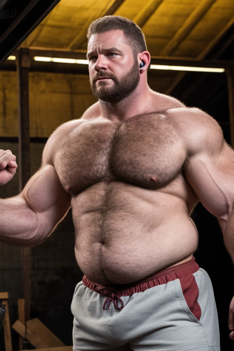 8K HIGH RESOLUTION HDR Very Extremely Realistic Very Detailed High Quality Create a professional studio-style 8K HDR Very Real photograph featuring a middle-aged daddy rugged bodybuilder muscle bears man , burly, very realy detailed hairy, 8K very realistic beared big daddy muscle bear,  and 8K very realistic detailed rugged burly man in shorts. Very Realistic detailed shorts, very realistic hair, very realistic beards, very realistic thick chubby fat neck, very realistic neck lines, very realistic detailed neck, very realistic belly, very realistic burly chest, very realistic detailed hairy burly strong chest and arms, very realistic detailed hairy burly strong chest and arms, very realistic pecs, very realistic burly muscle bear body, very realistic nipples, very realistic burly muscle bear body, very realistic face, very realistic detailed face, very realistic eyes, very realistic detailed eyes, very realistic pupils, very realistic detailed pupils, very realistic nose, very realistic ears, very realistic facial features, very realistic burly arms, very realistic elbows, very realistic hands, very realistic pecs, very realistic belly, very realistic human man body, very realistic bellybutton, very realistic wrists, very realistic fingers, very realistic fingernails, very realistic shoulders, very realistic mouth, very realistic lips, very realistic detailed skin, very realistic skin, very realistic mens clothing, very realistic detailed mens clothing. 8K HDR Very Realistic Hairy Bearded Burly Muscle bear Photoshoot, A very realistic burly muscle bear man in a Farm,  8K HDR Very Realistic Intricately Detailed, 8K HDR very realistic detailed Farm surroundings, 8K HDR very realistic surroundings lighting, No Deformities, captured with a 85mm lens by a world famous photographer, 8K HDR Very Ultra Realistic and 8K HDR Very Realistic Photograph, 8K HDR Clear HDR Quality full with very realistic real details 