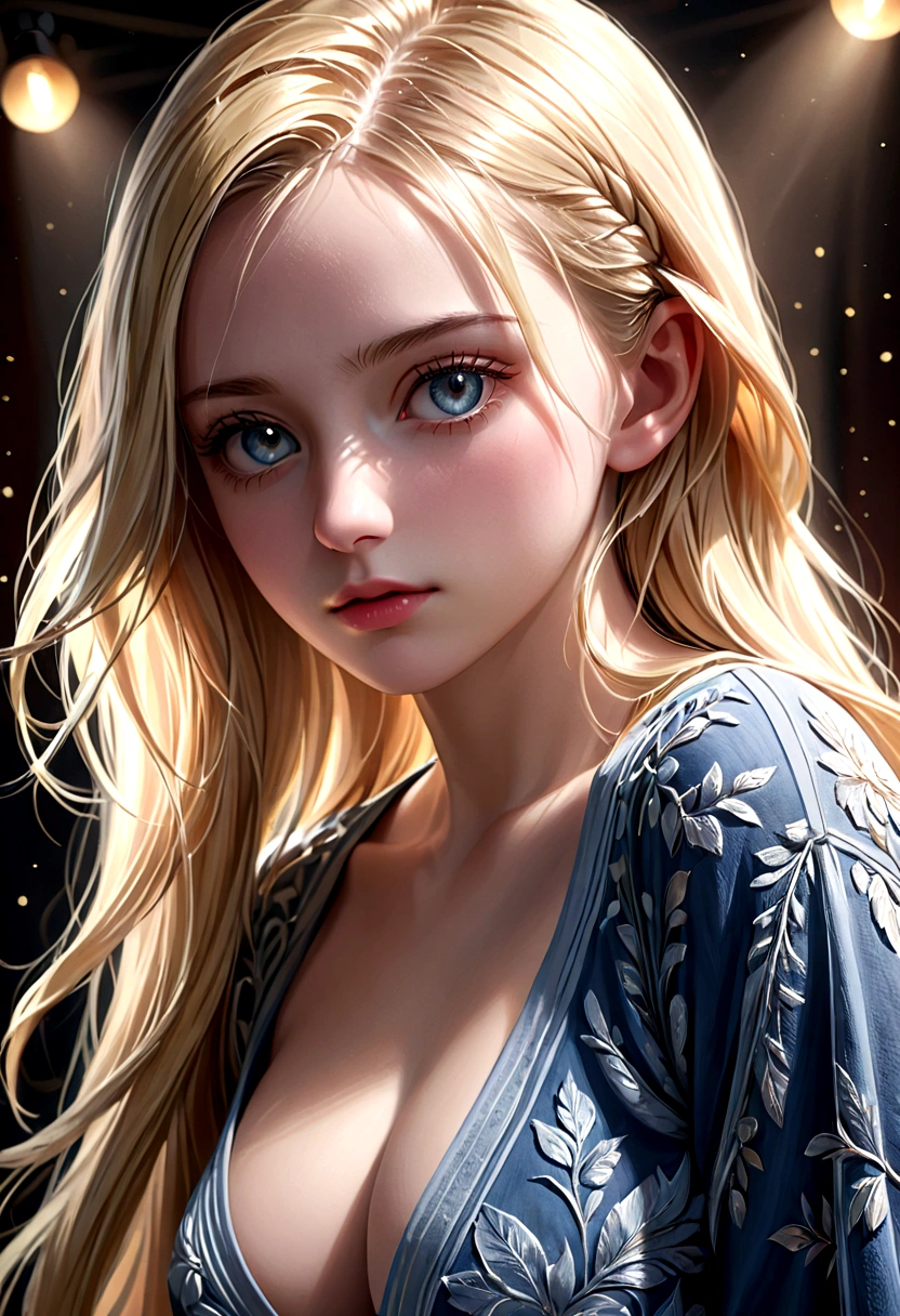 blonde girl, 26 years old, very long straight blonde hair covering breasts, cinematic tones, artistic studio photography, high detail in light and shadow, beautiful detailed eyes, beautiful detailed lips, extremely detailed face and eyes, long eyelashes, realistic, photorealistic, photo-realistic:1.37, (best quality,4k,8k,highres,masterpiece:1.2),ultra-detailed,(realistic,photorealistic,photo-realistic:1.37),HDR,UHD,studio lighting,ultra-fine painting,sharp focus,physically-based rendering,extreme detail description,professional,vivid colors,bokeh,portraits