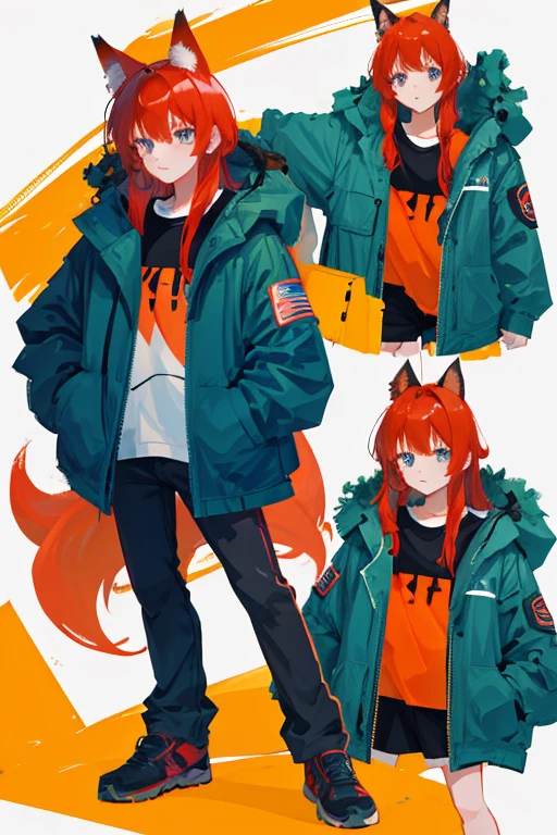 vtuber model base sheet, com fox eyes, redhead with yk2 clothes