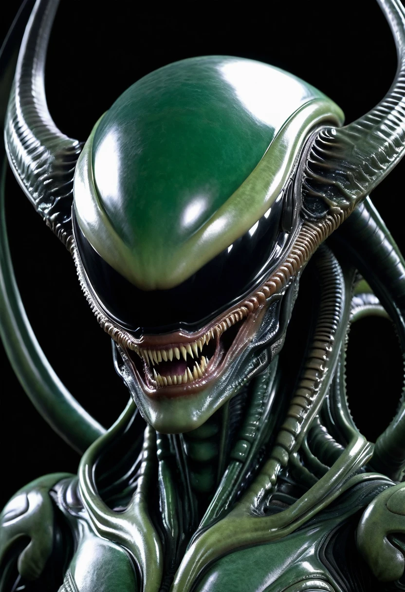 (((Extreme close-up Xenomorph Alien the eighth passenger bat ears frontal images color images Splash Xenomorph Alien the eighth passenger bat ears frontal images)))