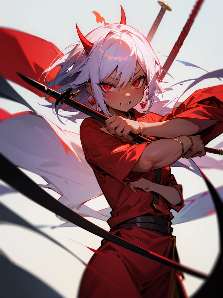 red skin buddha fang sword cute demon