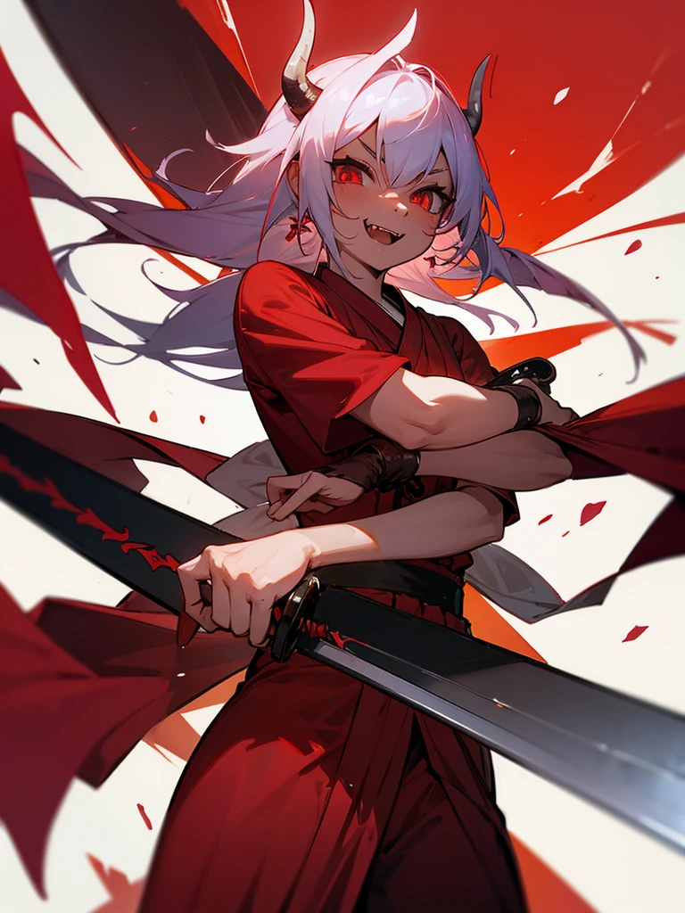 red skin buddha fang sword cute demon