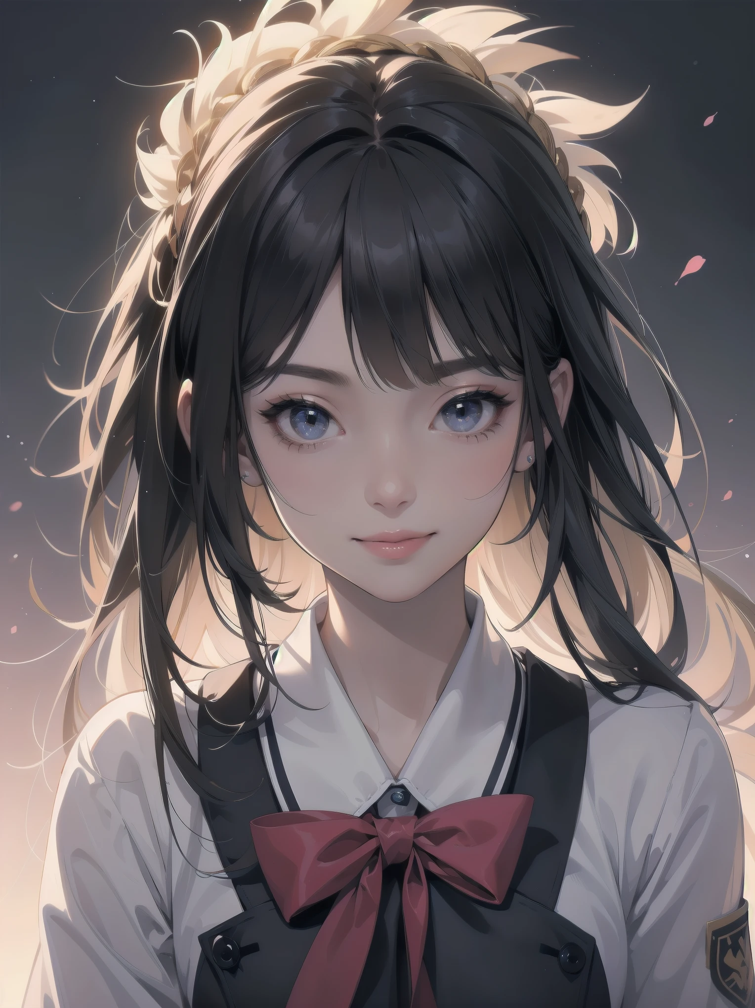 Masterpiece of detail, top quality, 1 girl, 独奏, Enhanced Dynamic Perspective,Cute pretty beautiful girl,Brand JK uniform,Look at me and smile,Simple Background,Masterpieces,high quality,16K resolution,Super quality,Accurate,Cinema Lighting,
