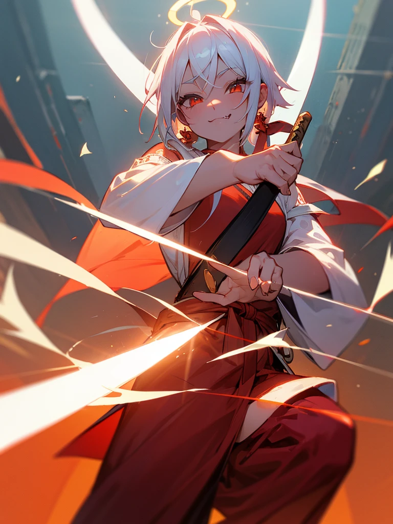 red skin buddha fang sword cute demon