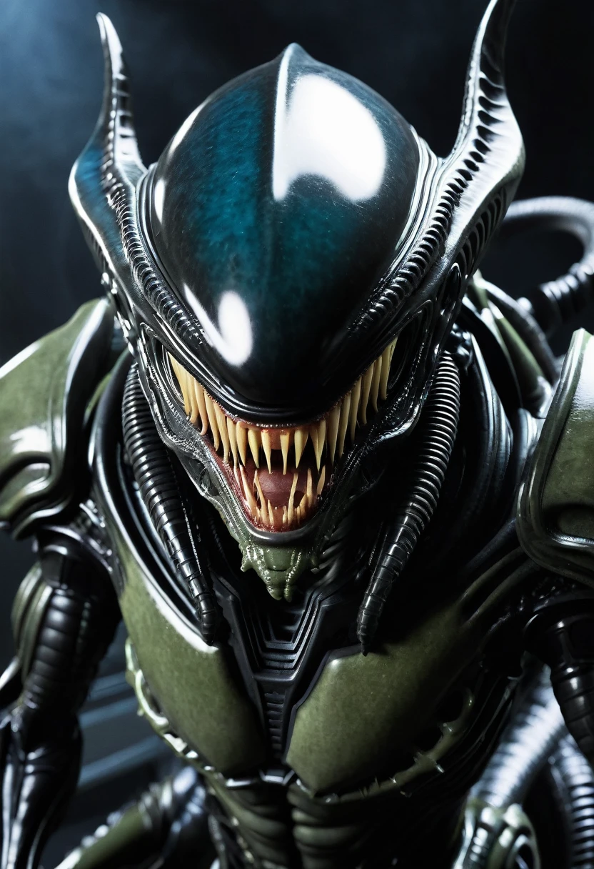 (((Extreme close-up Xenomorph Alien the eighth passenger (((Gremlins bat ears))) front images color images Splash Xenomorph Alien the eighth passenger (((Gremlins bat ears))) Front Images)))