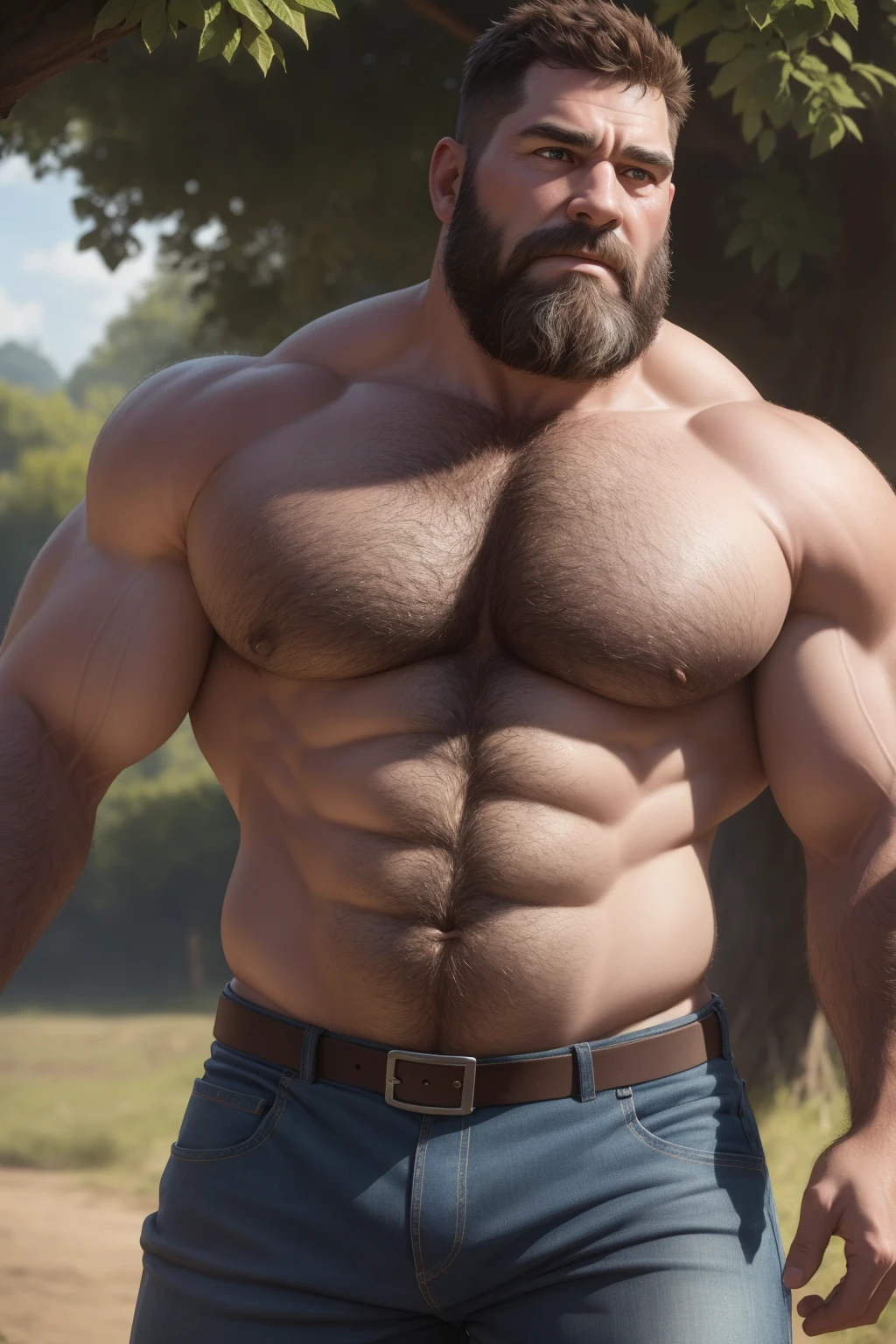 8K HIGH RESOLUTION HDR Very Extremely Realistic Very Detailed High Quality Create a professional studio-style 8K HDR Very Real photograph featuring a middle-aged daddy rugged bodybuilder muscle bears man , burly, very realy detailed hairy, 8K very realistic beared big daddy muscle bear,  and 8K very realistic detailed rugged burly man in shorts. Very Realistic detailed shorts, very realistic hair, very realistic beards, very realistic thick chubby fat neck, very realistic neck lines, very realistic detailed neck, very realistic belly, very realistic burly chest, very realistic detailed hairy burly strong chest and arms, very realistic detailed hairy burly strong chest and arms, very realistic pecs, very realistic burly muscle bear body, very realistic nipples, very realistic burly muscle bear body, very realistic face, very realistic detailed face, very realistic eyes, very realistic detailed eyes, very realistic pupils, very realistic detailed pupils, very realistic nose, very realistic ears, very realistic facial features, very realistic burly arms, very realistic elbows, very realistic hands, very realistic pecs, very realistic belly, very realistic human man body, very realistic bellybutton, very realistic wrists, very realistic fingers, very realistic fingernails, very realistic shoulders, very realistic mouth, very realistic lips, very realistic detailed skin, very realistic skin, very realistic mens clothing, very realistic detailed mens clothing. 8K HDR Very Realistic Hairy Bearded Burly Muscle bear Photoshoot, A very realistic burly muscle bear man in a Farm,  8K HDR Very Realistic Intricately Detailed, 8K HDR very realistic detailed Farm surroundings, 8K HDR very realistic surroundings lighting, No Deformities, captured with a 85mm lens by a world famous photographer, 8K HDR Very Ultra Realistic and 8K HDR Very Realistic Photograph, 8K HDR Clear HDR Quality full with very realistic real details 