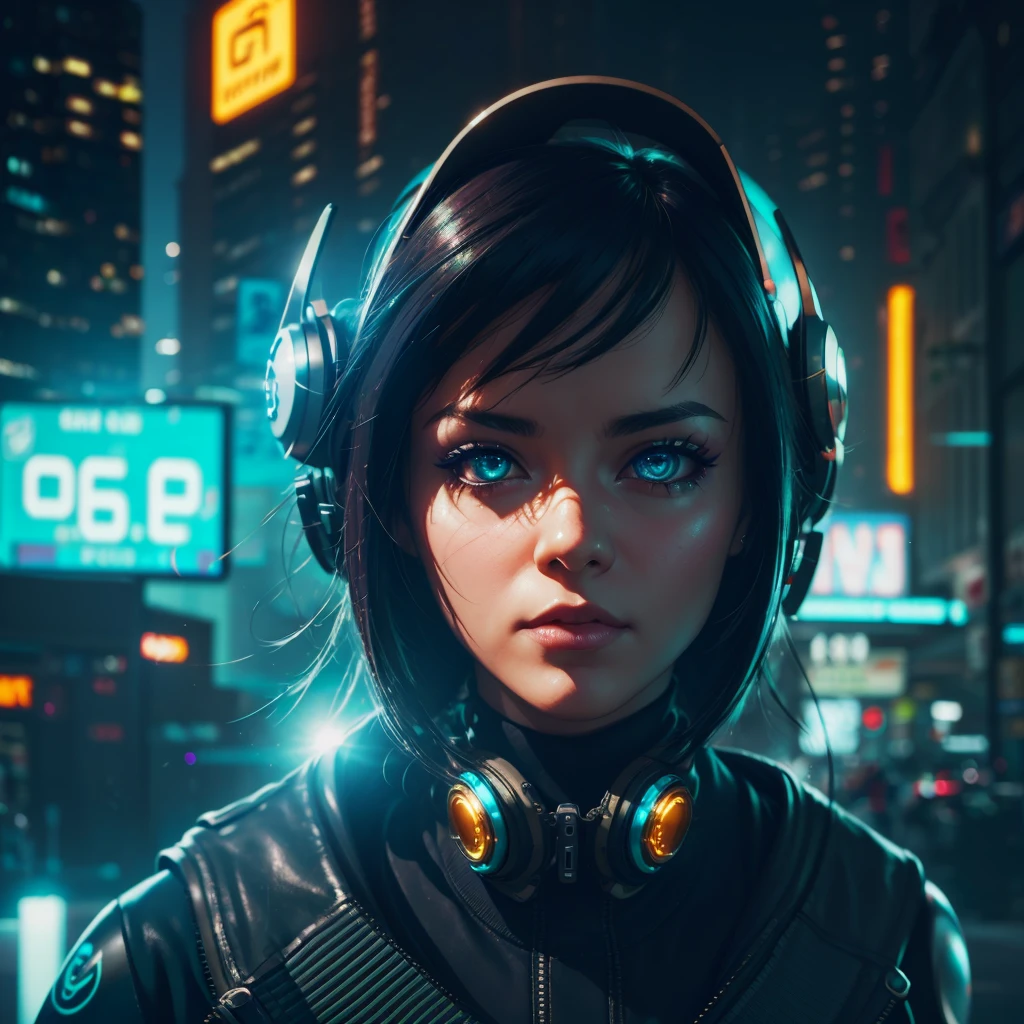 Cyber Girl, solo, 1girl, cyber implant, split pupils, (BOKEH) dreamy cyberpunk background, engaging perspective, captivating gaze, (deep, immersive) steam ambiance, (artistically) blurred foreground, mist, (secretive), best quality, anomaticaly correct, 4k, 8k