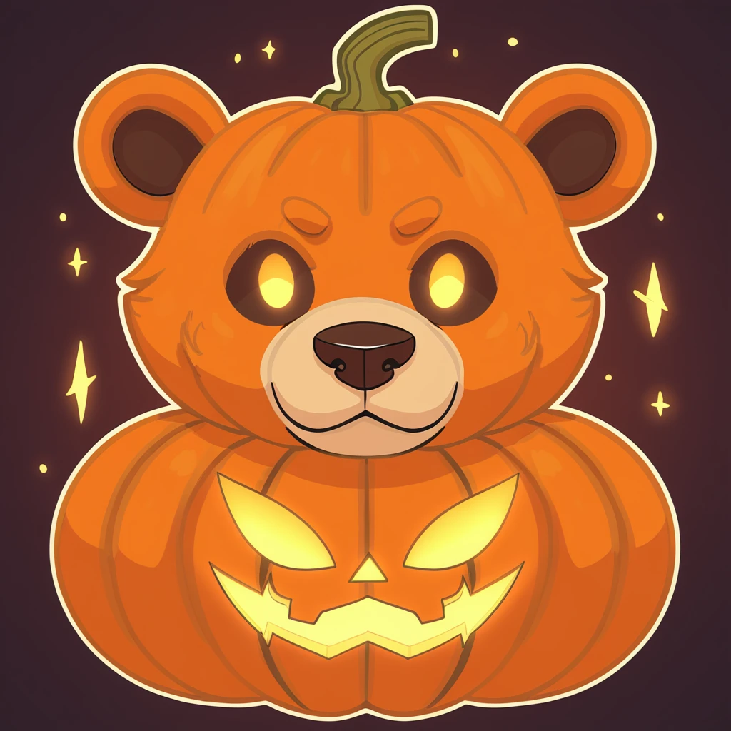 pumpkin bear in antlered art style
