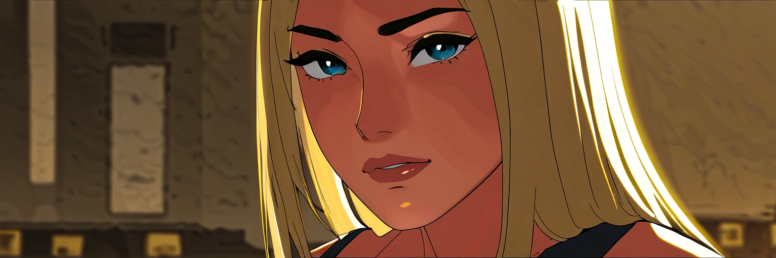 1girl, solo,  blonde hair blue eyes crop top