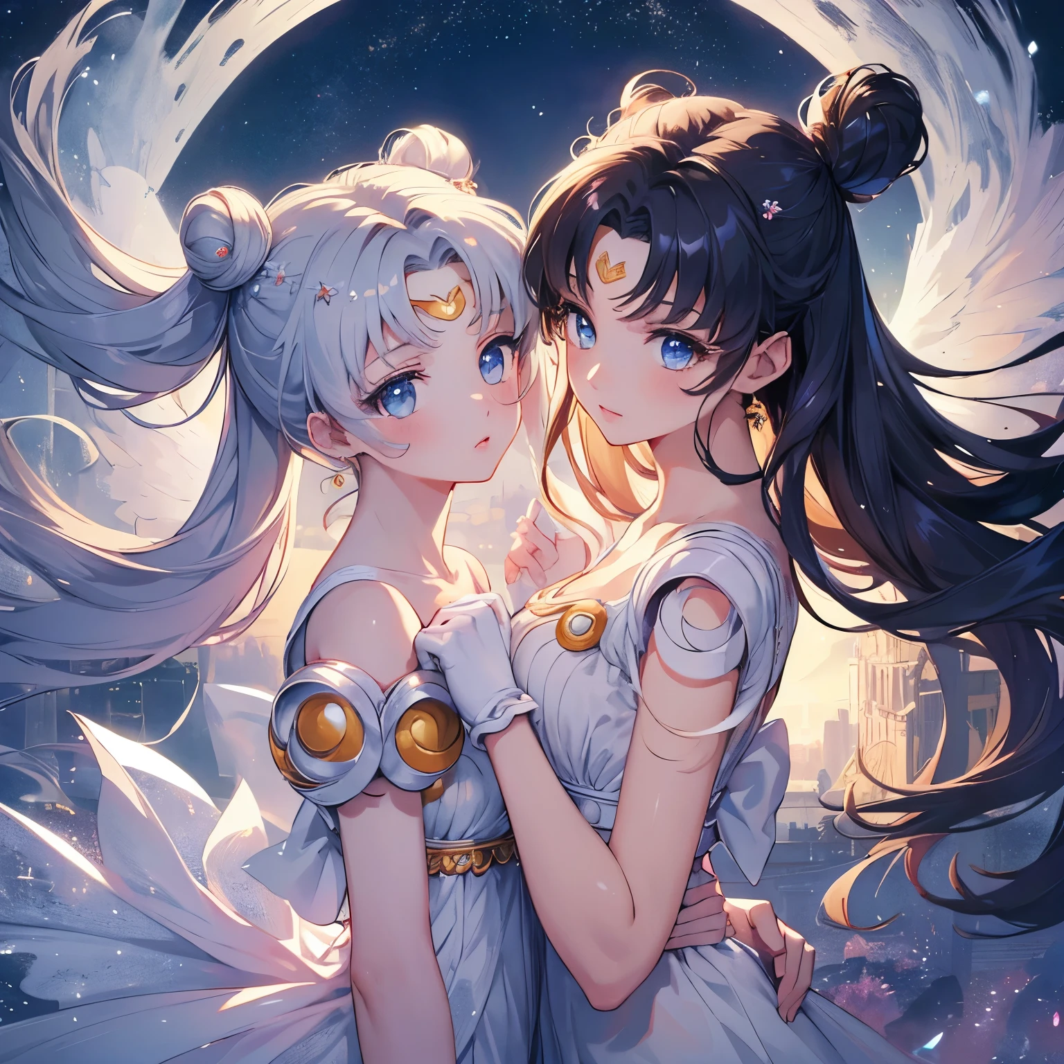 ((masterpiece)),(best quality),official art,very delicate and beautiful,highly detailed CG,Unity 8k wallpaper,super detailed,beautiful fine details,highly detailed face,1girl,  sailor moon, night sky,  detailed face, face focus, shiny skin,  nigh sky, moonlight, moon,  white gloves, magical girl, flyring