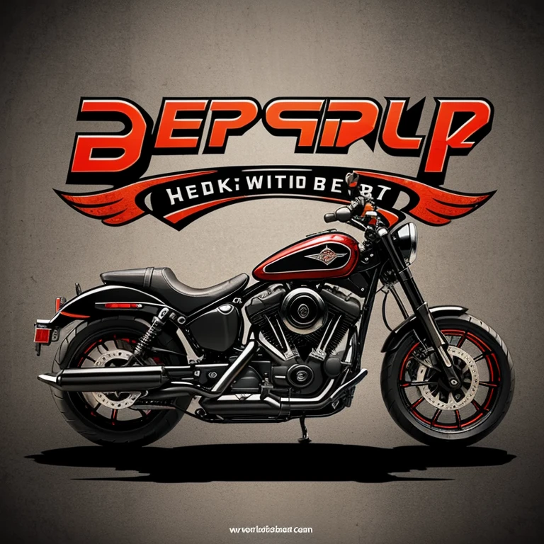 stylish sticker art, create a logo with the following title: (("HEBAT")), subtitle: (("BUKAN BESHE-BESHE")), featuring illustrations of harley davidson motorcycle logo, typography, 3d render, vibrant