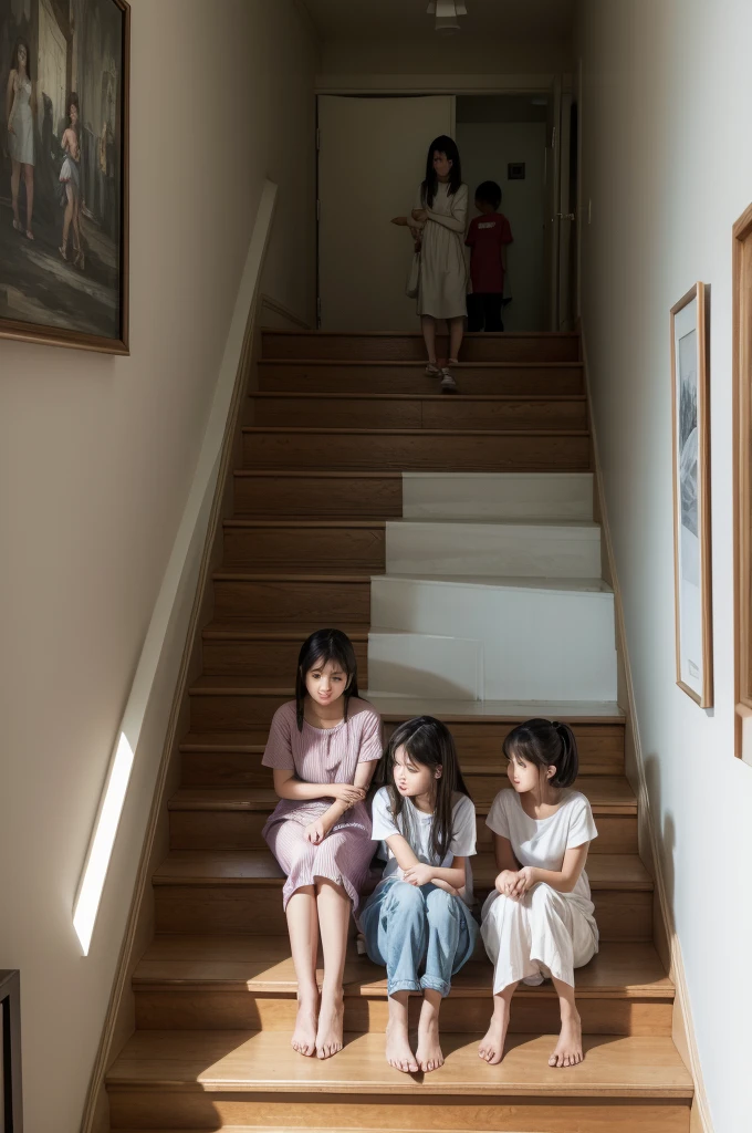 simple painting style staircase, withouth People.