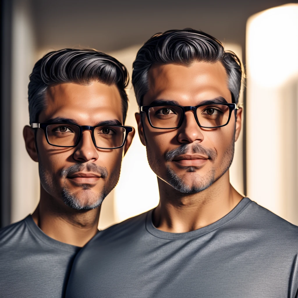 Man in glasses and gray shirt posing for photo, frontal image, profile picture with headshot, accurate detailed face, clear symmetrical face, looking directly at the camera, high-quality portrait, professional profile photo, typical cryptocurrency nerd, with accurate face, nft portrait, man with glasses, with nerdy glasses and a goatee, powder Nándor Katona